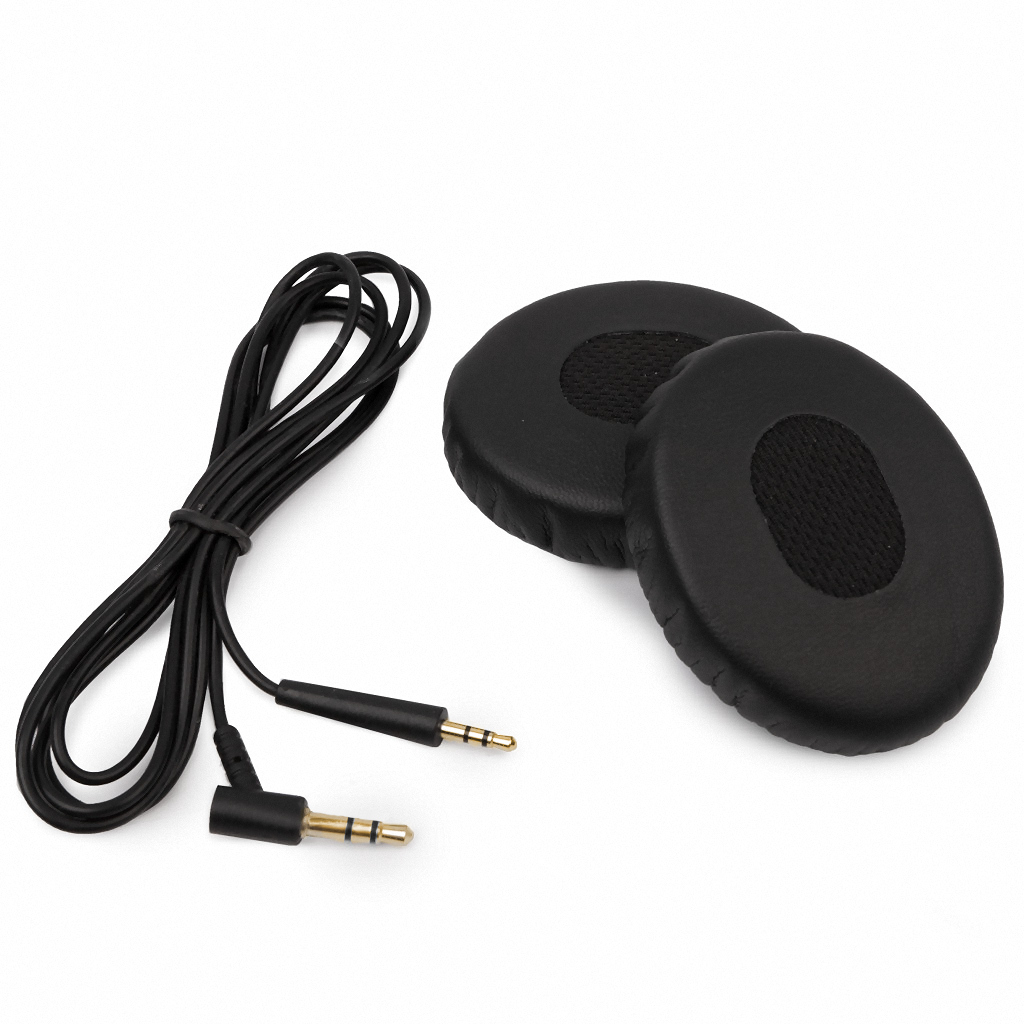 Bose QC3 Cable /& Ear Cushion Kit for QuietComfort 3 Headphones Black Leather /& In-Line Remote Replacement Headphone Lead Ear Pad EarPads Cord Audio REYTID