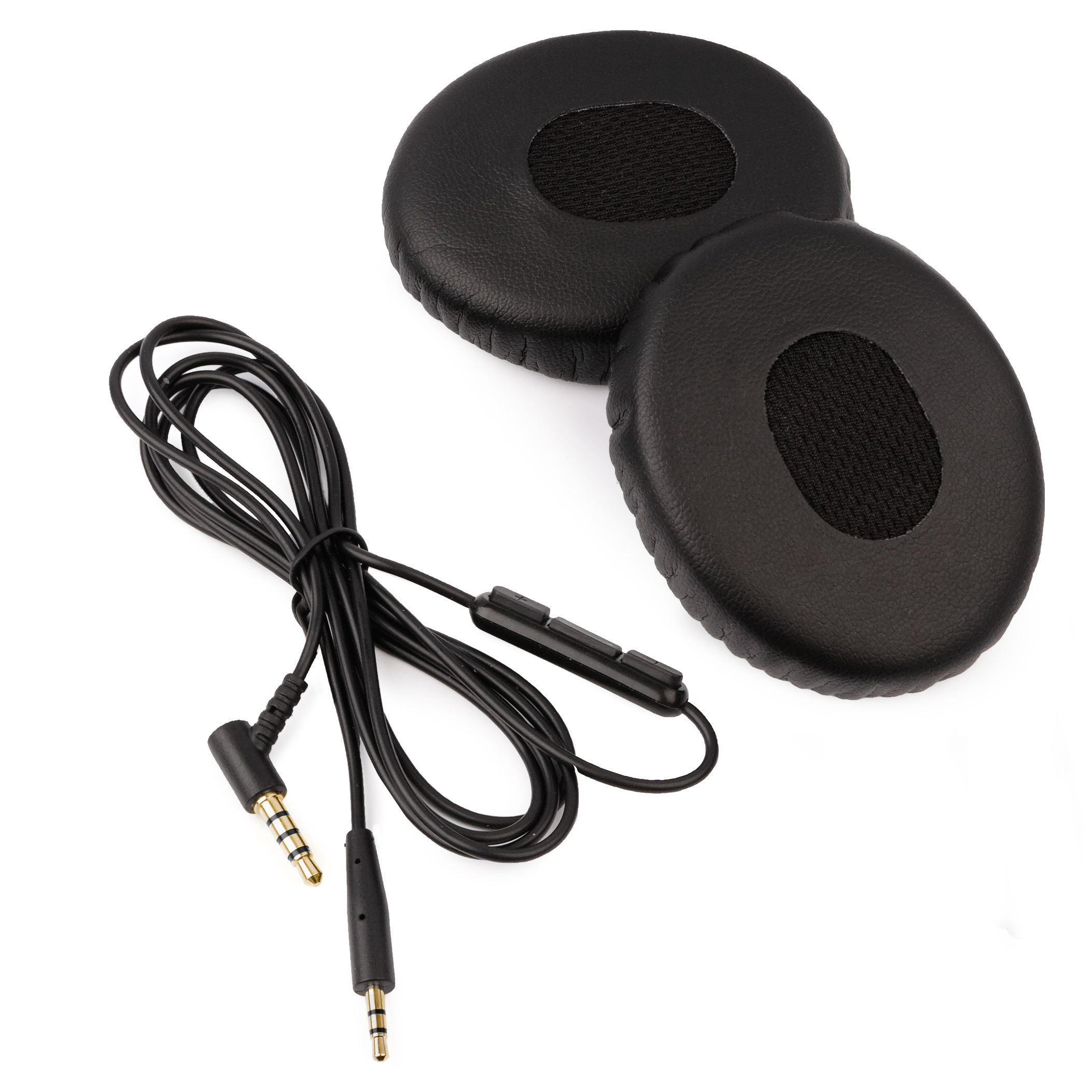 Bose QC3 Cable /& Ear Cushion Kit for QuietComfort 3 Headphones Black Leather /& In-Line Remote Replacement Headphone Lead Ear Pad EarPads Cord Audio REYTID