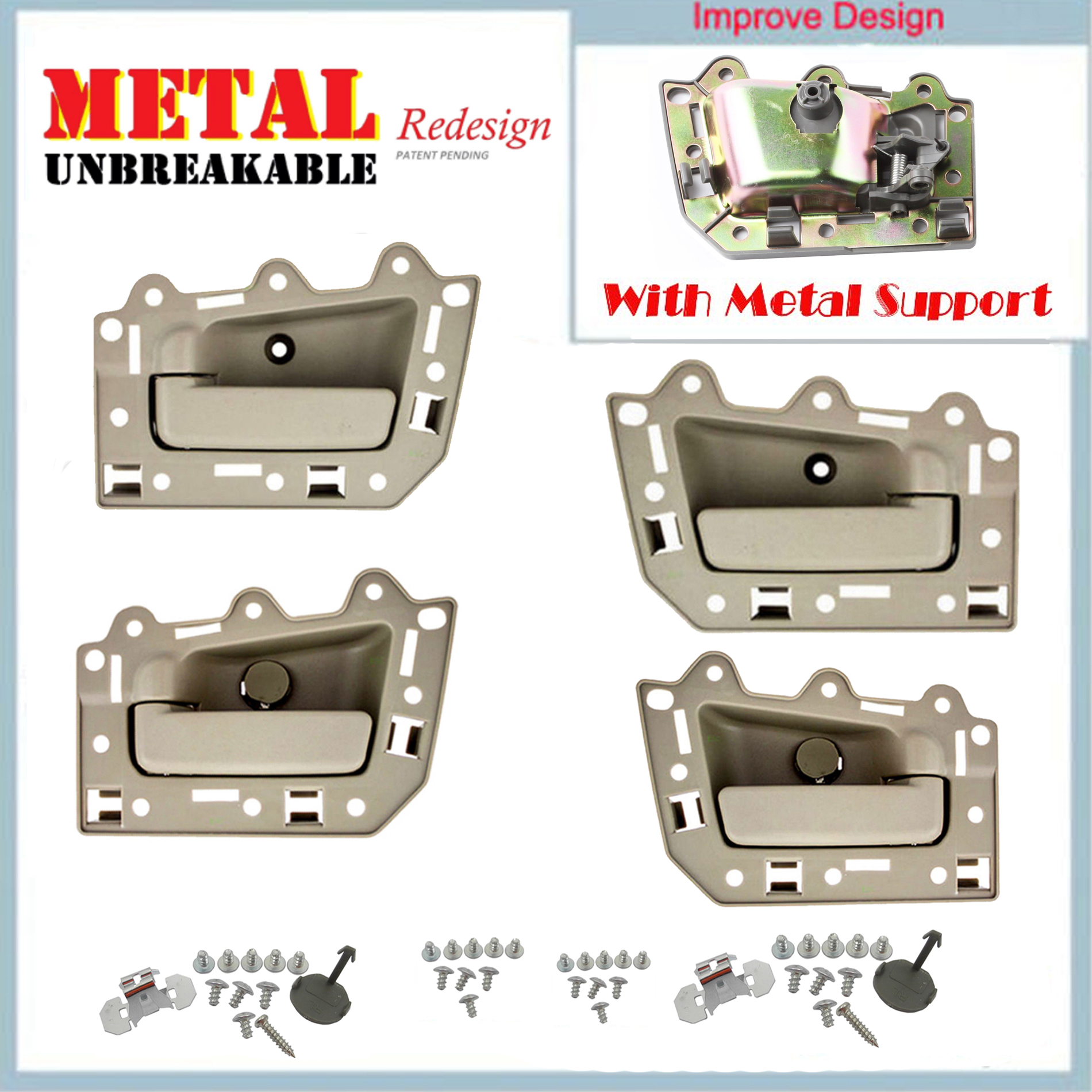 INSIDE DOOR HANDLE For 0511 GRAND CHEROKEE COMPLETE 4PC KIT BEIGE BOLT