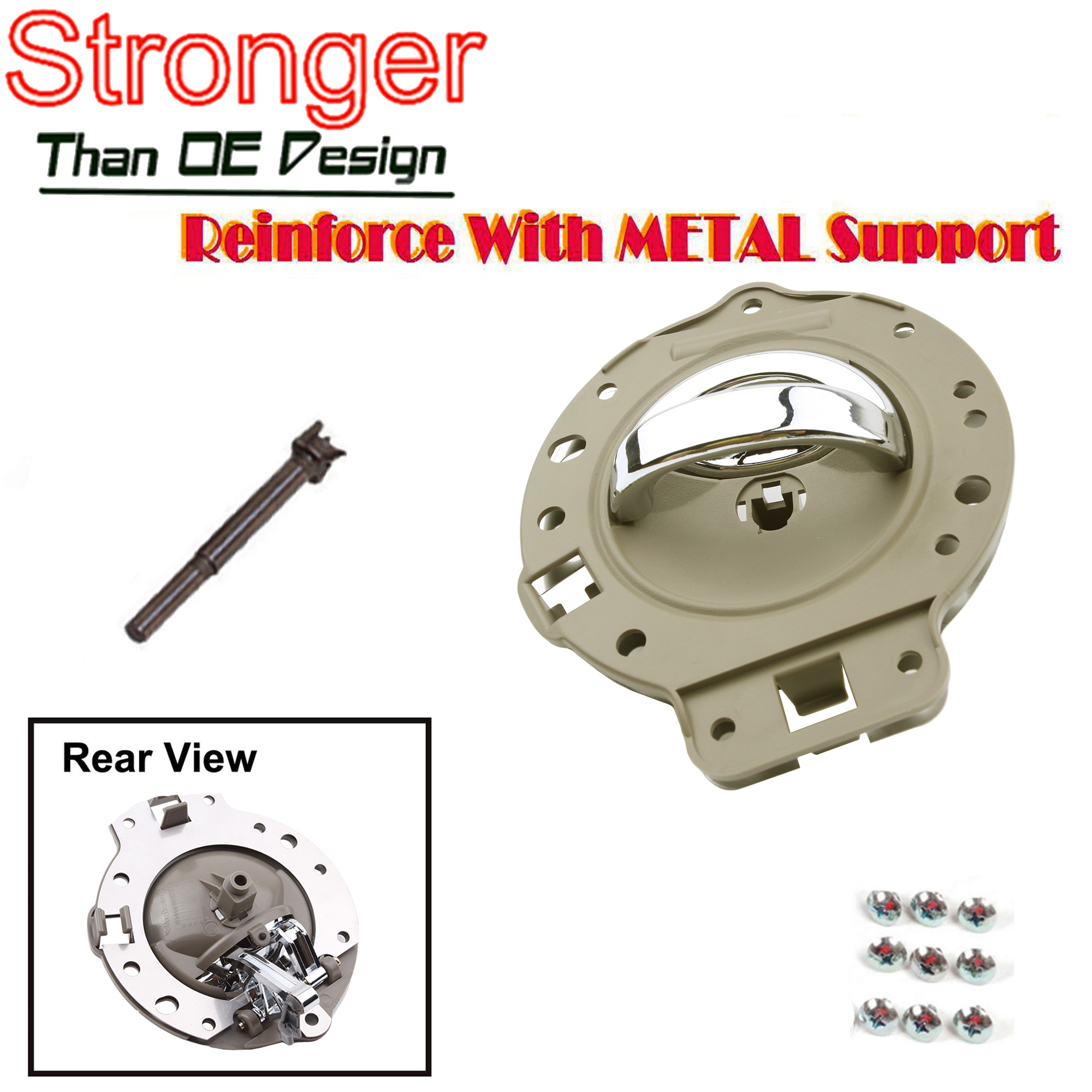 For Jeep Commander Tan Chrome Bolt 06-10 Front or Rear Left Inside Door Handle