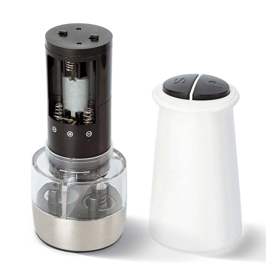 2in 1 Steel Electric Salt Pepper Mill with Two Compartments Battery not