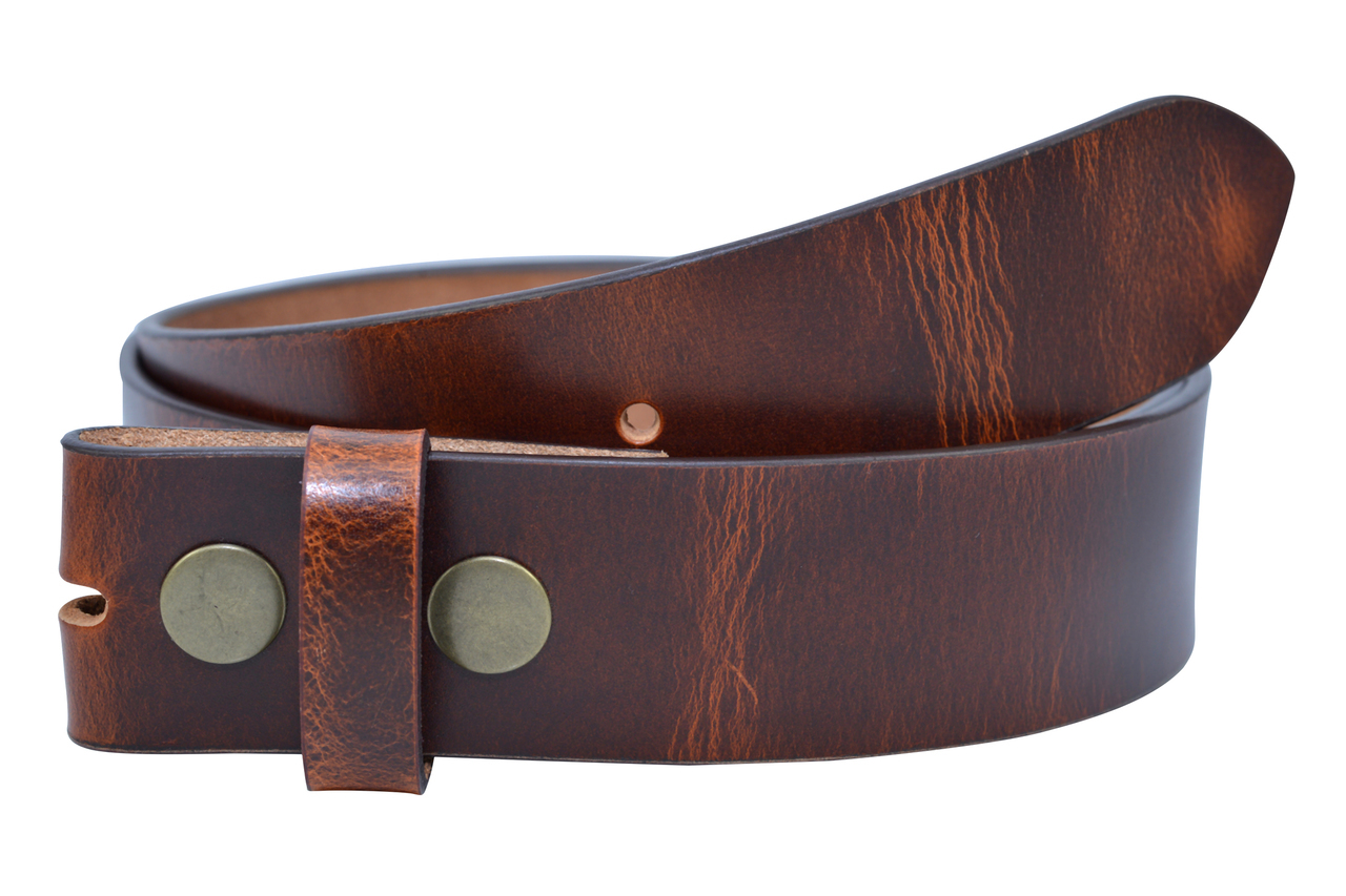 Full Grain Buffalo Leather Belt w/ Brass Buckle Aniline Finish Red