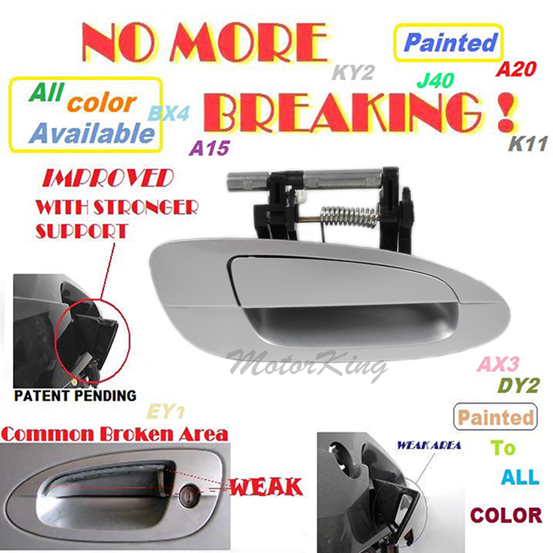 Front Passenger Right Outside Door Handle For 2002-2006 Nissan Altima KY1 Silver