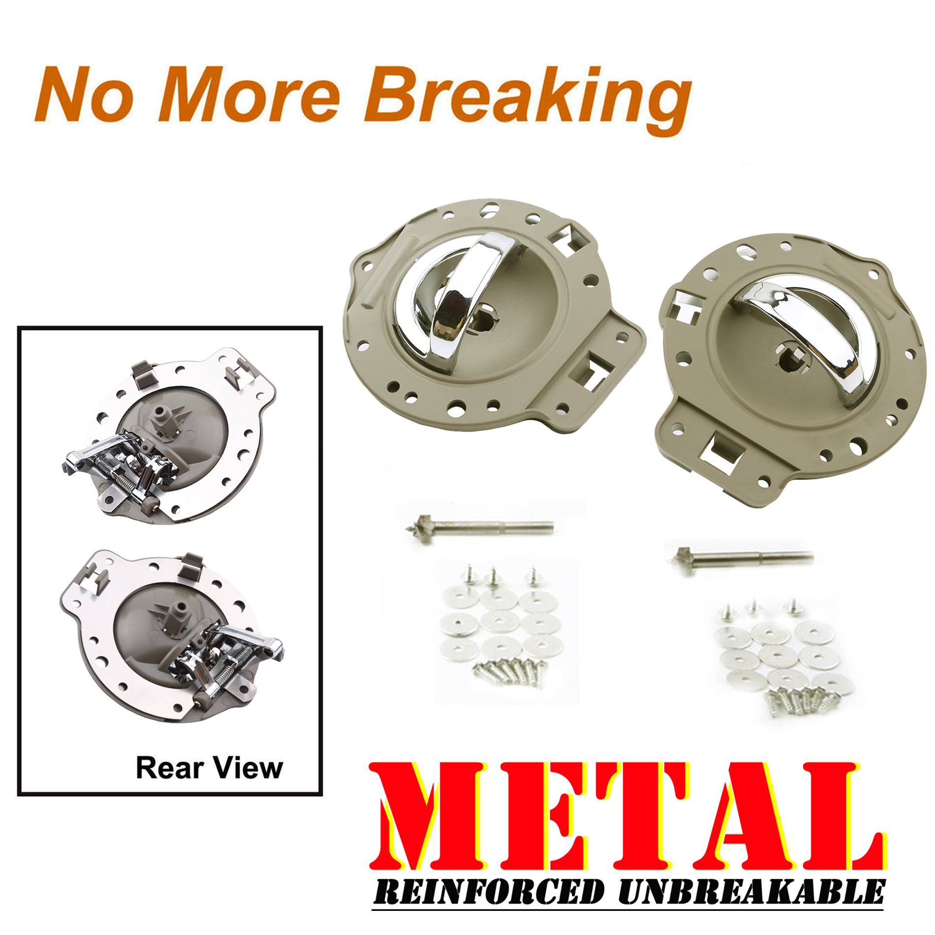 For 06-10 Jeep Commander Tan Chrome Bolt Front or Rear Pair Inside Door Handle