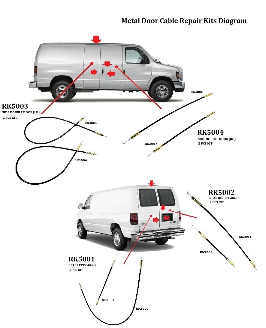 For METAL CABLE End Cargo Hinge Handle Upper Latch Power Lock Econoline Van New