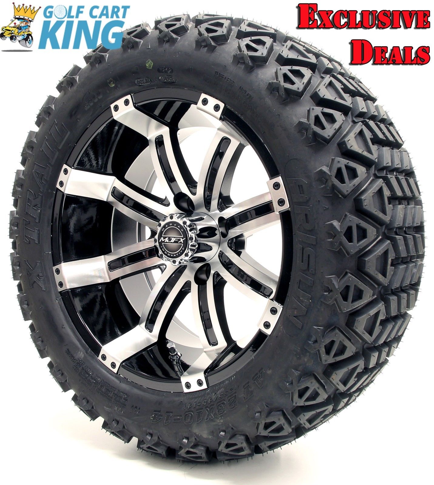 14" Madjax Octane Wheels and XTrail Tires + GTW Quality Golf Cart Lift