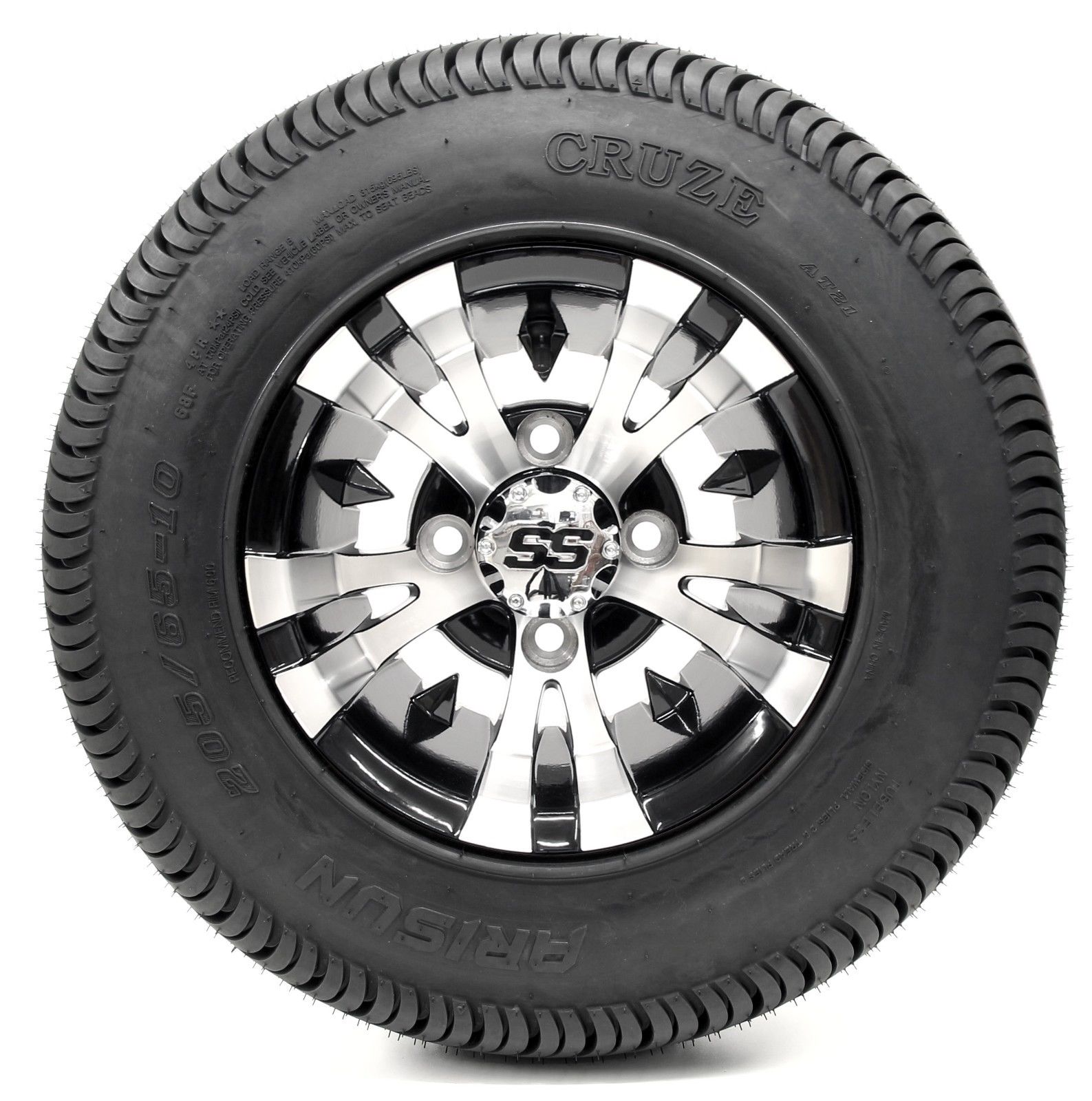 Golf Cart Wheels and Tires Combo 10" Vampire SS w/ Low Pro Tires