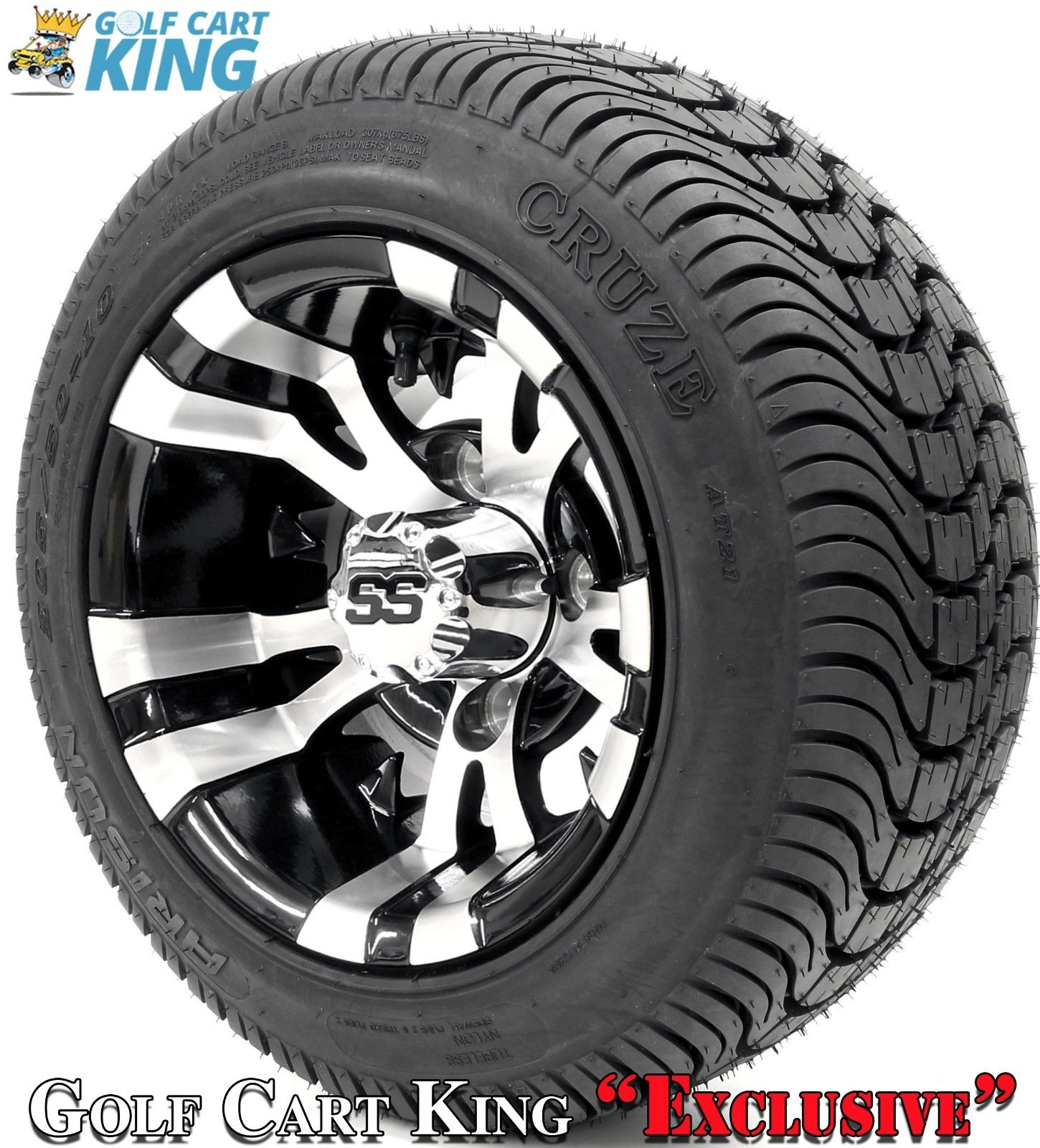 Golf Cart Wheels and Tires Combo 10" Vampire SS w/ Low Pro Tires