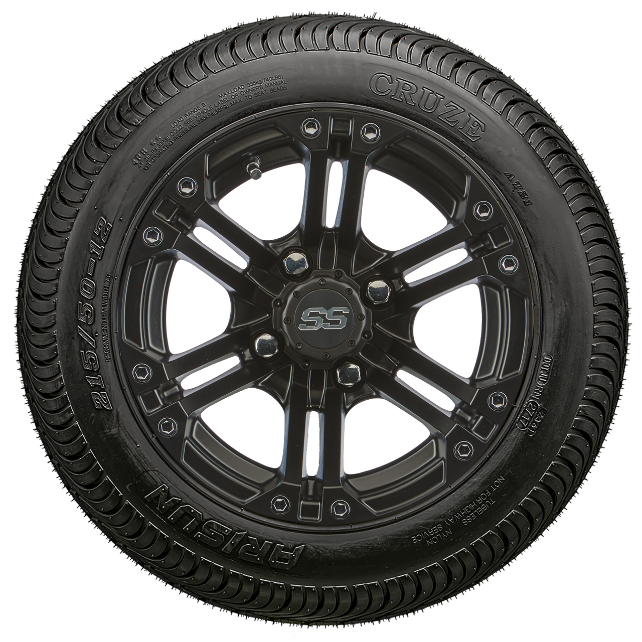 Golf Cart Wheels and Tires 12" Specter Black & 215/3512 or 215/5012