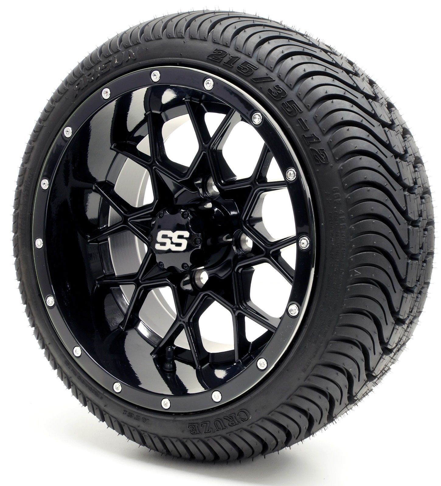 Golf Cart 12" Vortex SS Wheel/Rim and (215/3512 or 215/5012) DOT Tire