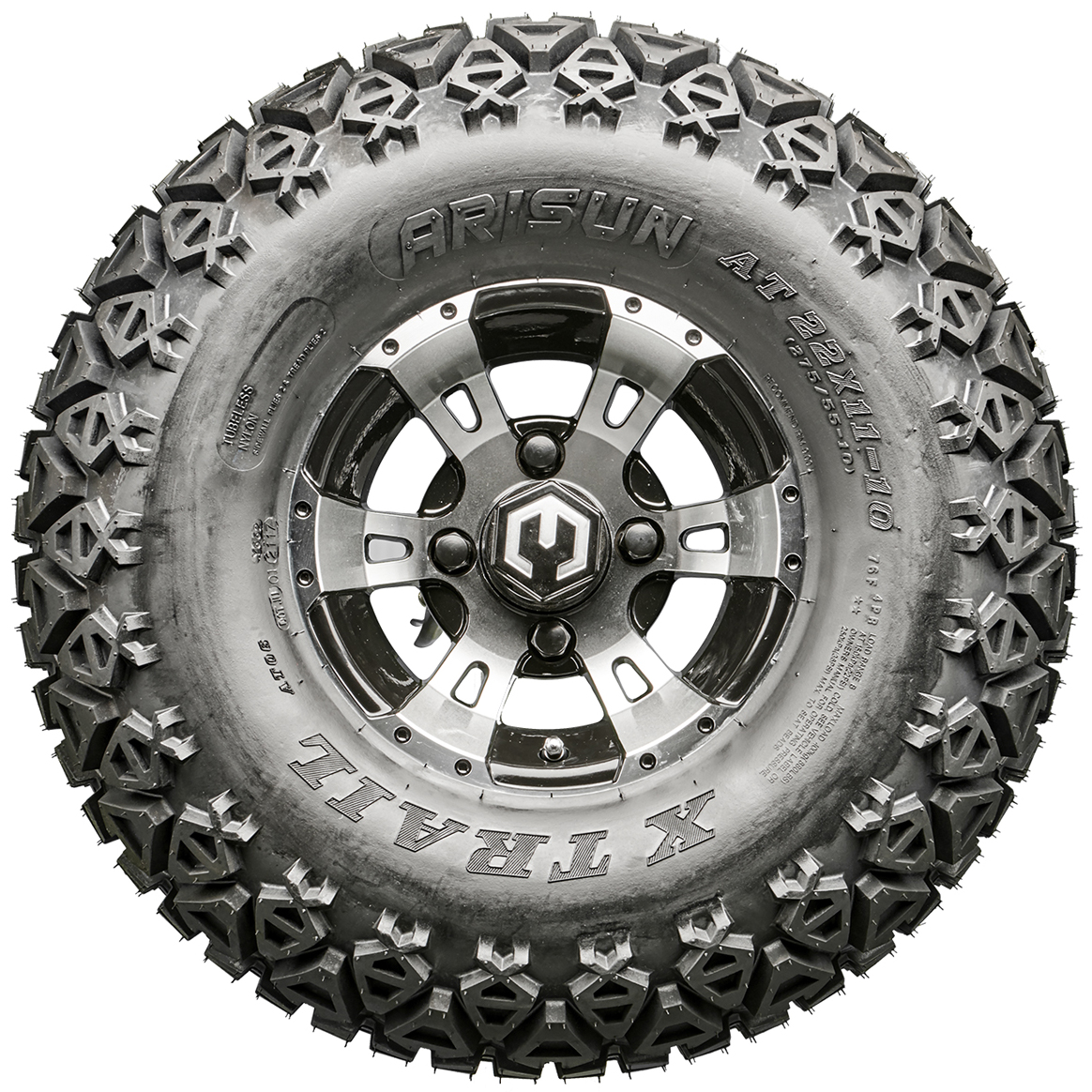 Golf Cart Wheels and Tires Combo 10" MODZ Ambush Black Machined Set