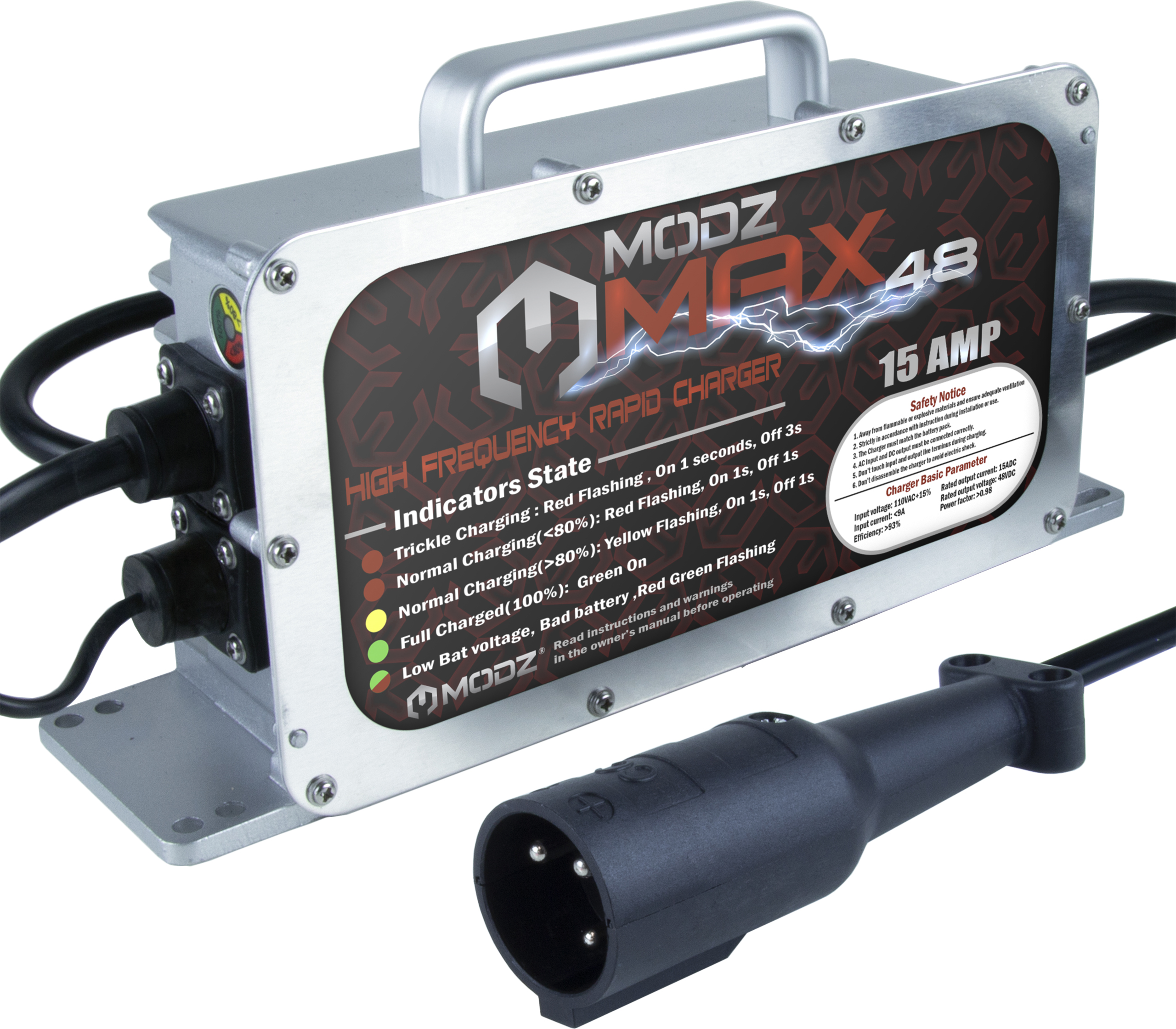 Club Car Powerdrive/IQ Golf Cart-48 Volt 15 Amp Battery Charger-3 Pin Round