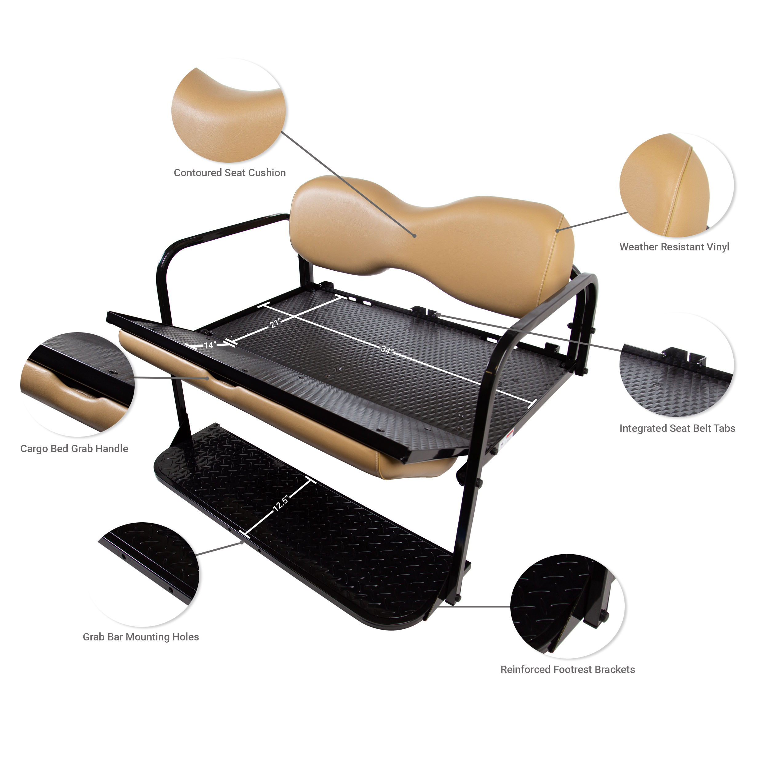 MODZ® Flip4 EZGO TXT 19942014 Golf Cart Rear Seat Kit Choose Color