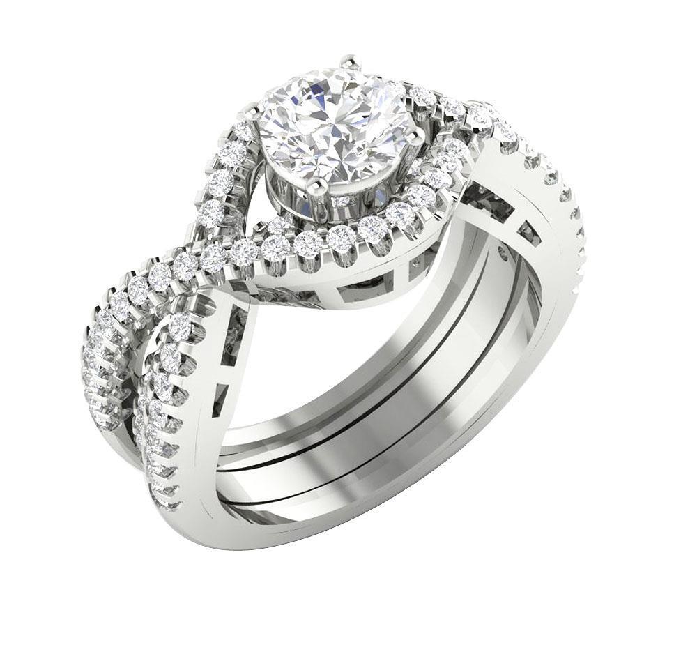 Bridal Anniversary Ring Set I1 H 1.90Ct Genuine Diamond 14Kt Rose Gold