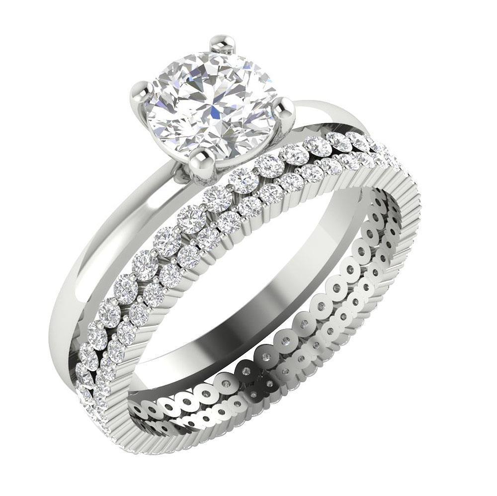 Bridal Engagement Ring Set I1 G 2.25 Ct Natural Diamond 14K Solid Gold