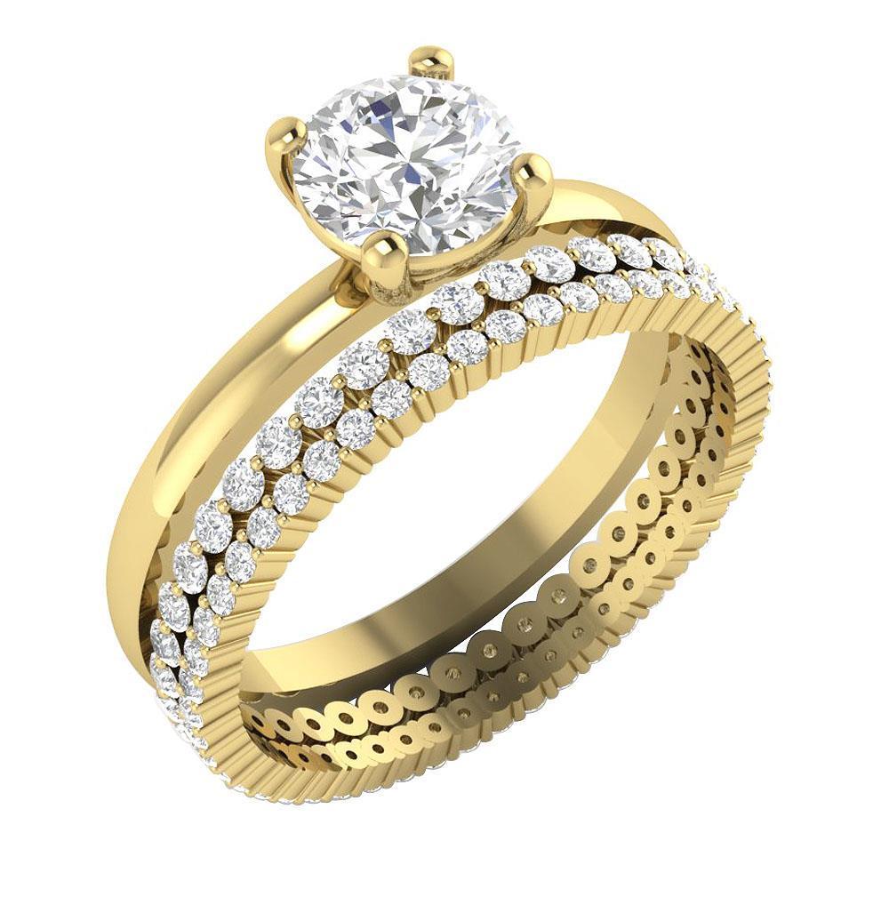 Bridal Engagement Ring Set I1 G 2.25 Ct Natural Diamond 14K Solid Gold