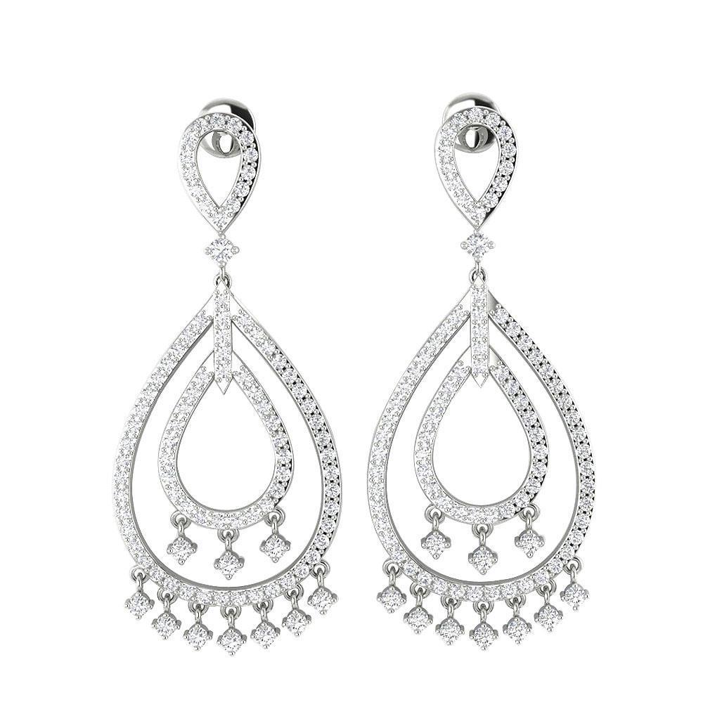 Dangle Chandelier Earrings 1 55 Inch I1 H 75ct Natural Diamond 14k Dangle Chandelier Earrings 1 55 Inch I1 H