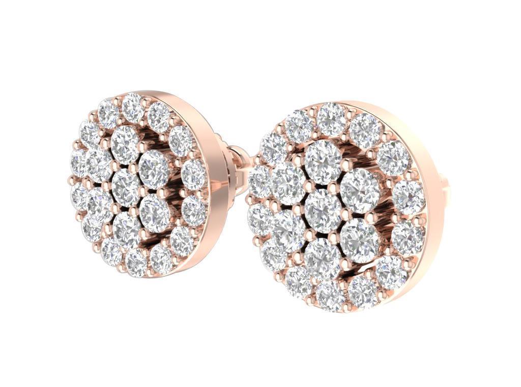 Genuine Diamond VVS1 D 0.90Ct Cluster Studs Earrings Prong Set 14Kt