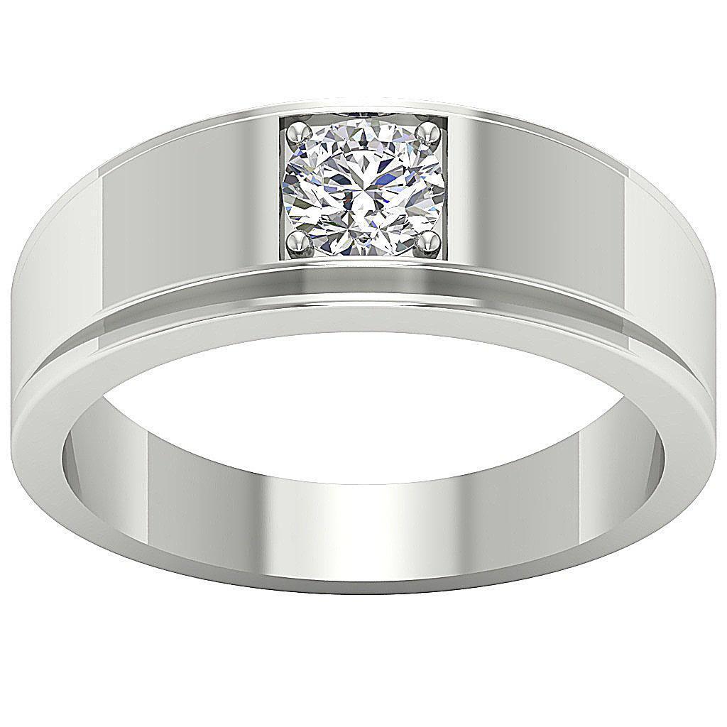 I1 G 0.50 Ct Round Cut Diamond Mens Engagement Ring Prong Set 14K Gold