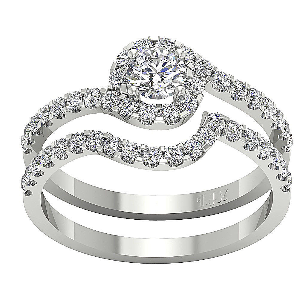 Bridal Engagement Ring SI1 H 1.30Ct Round Cut Diamond 14Kt White Gold