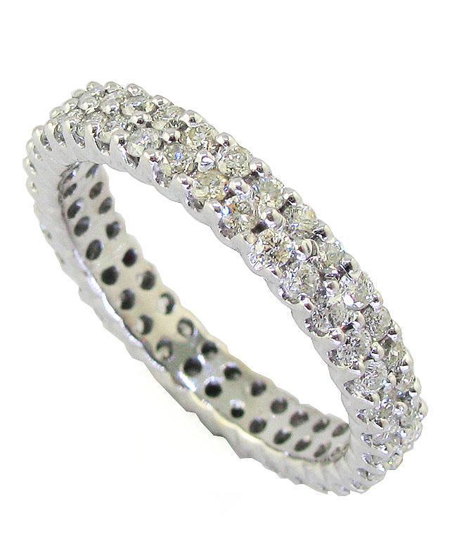 VVS/VS/SI/FG Two Row Eternity Wedding Ring Band 1.50 Ct Round Diamond