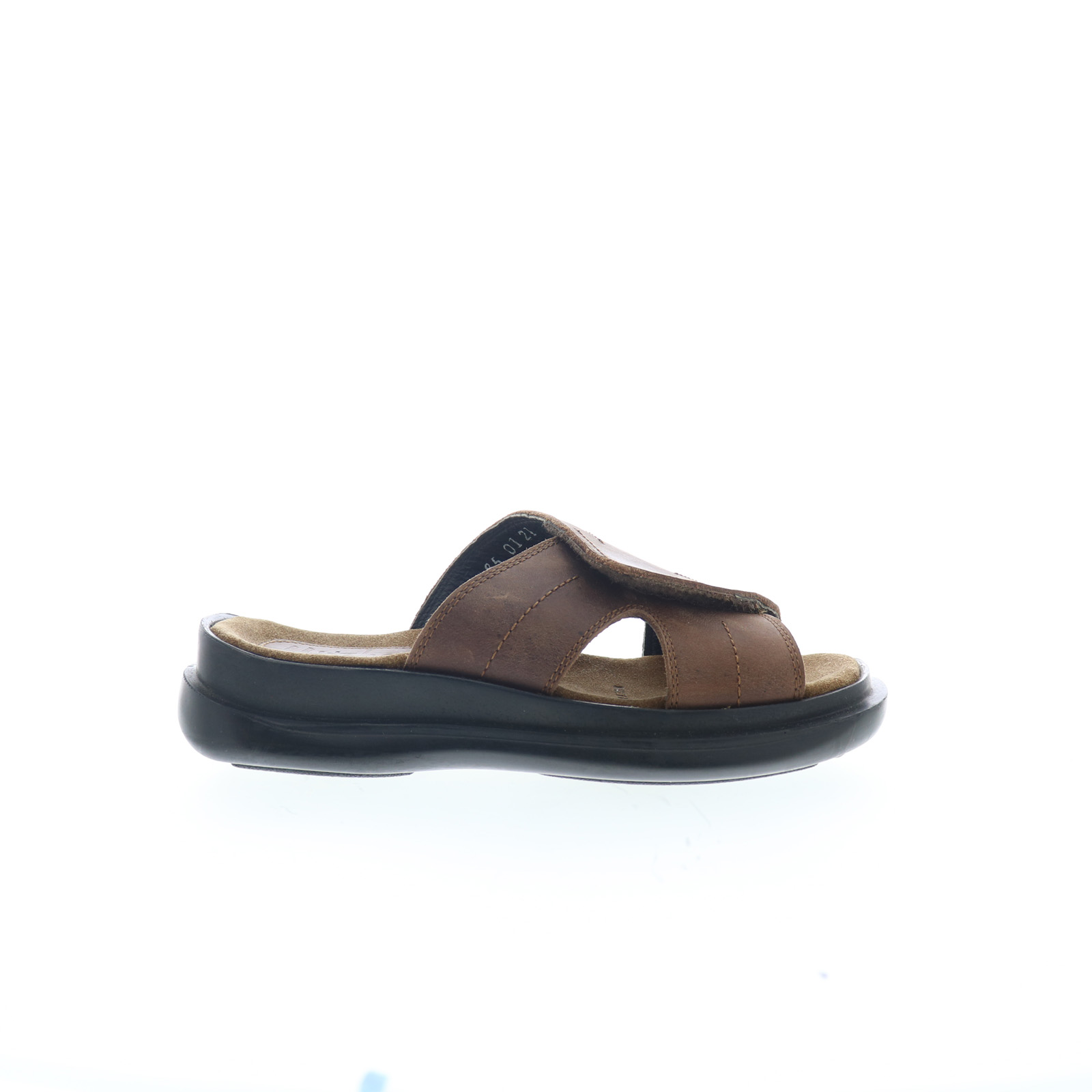 Hitchcock Extra Wide Brown Leather Men’s Slide Sandals Shoes Hitchcock Slide Sandal H56-41-3 Mens Brown Extra Wide 3E  main image 3