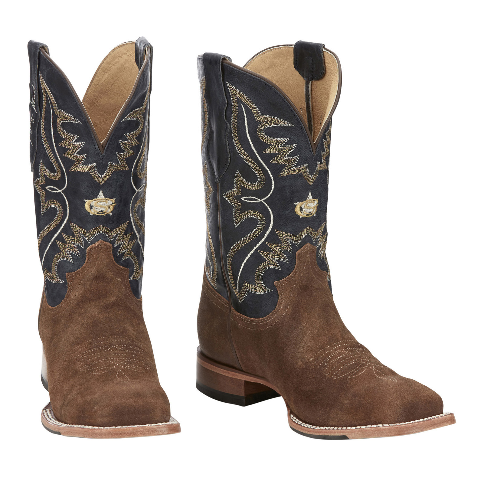 Justin Boots Dillon Waxy Square Toe Cowhide – Men's Brown Western Boots, Slip-On, Mid-Calf