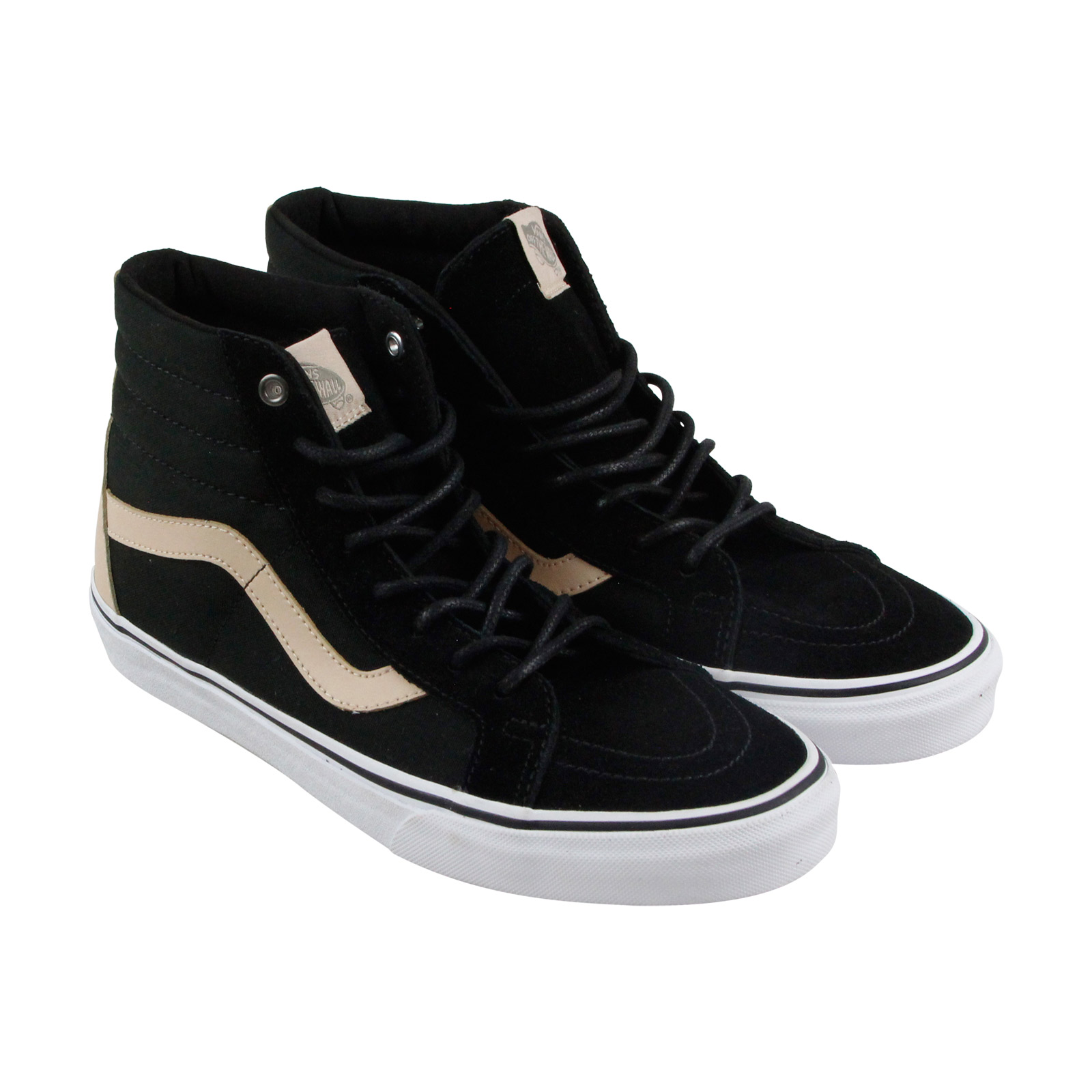 Vans Sk8 Hi Reissue Mens Black Suede & Canvas High Top Lace Up ... Image is loading Vans-Sk8-Hi-Reissue-Mens-Black-Suede-amp-