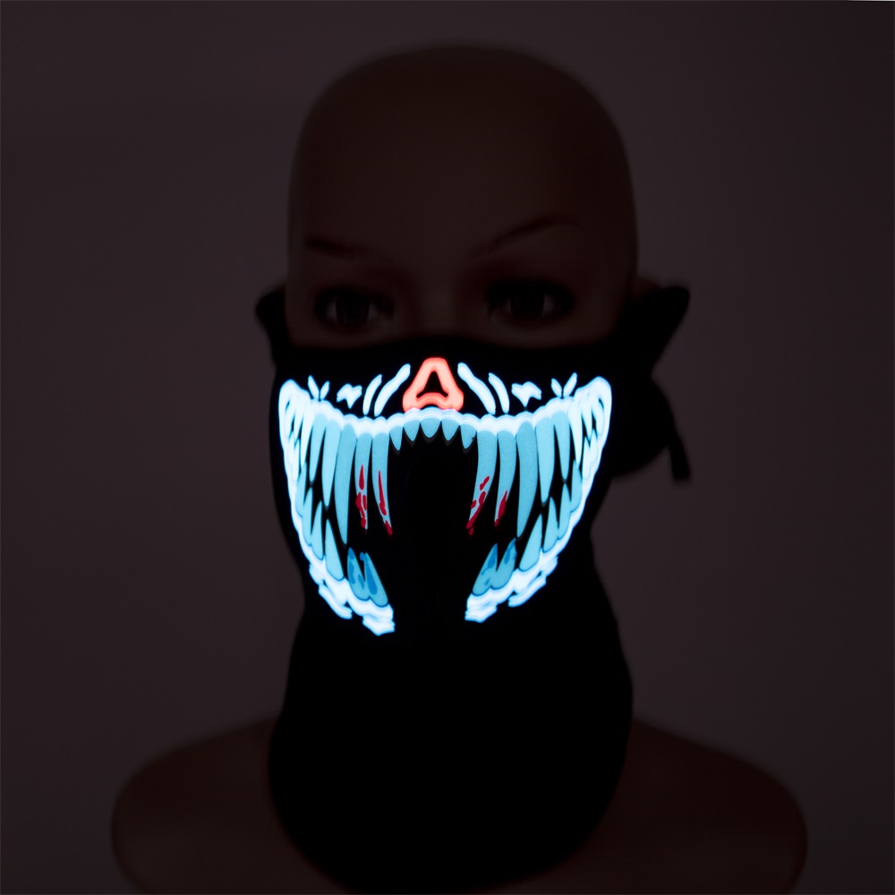 Unisex LED Luminous Flashing Face Mask Party Light Up Halloween Cosplay