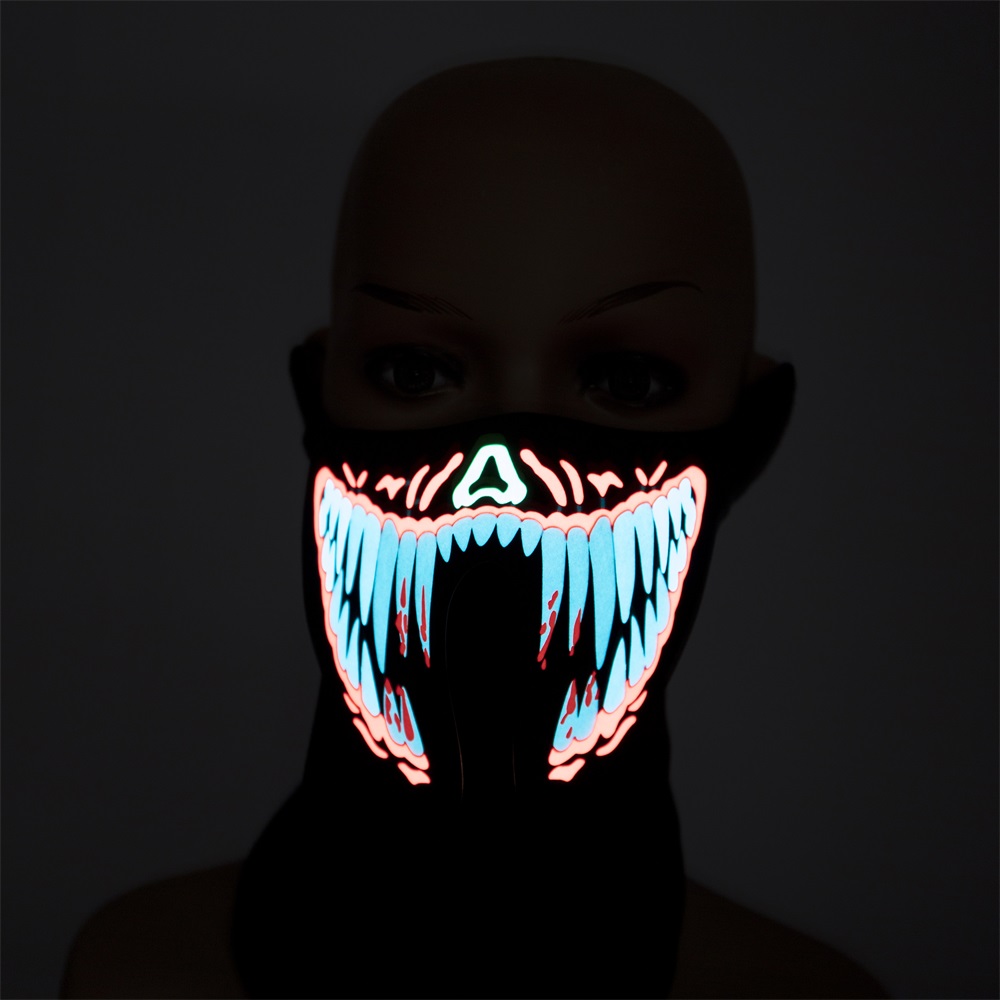 Unisex LED Luminous Flashing Face Mask Party Light Up Halloween Cosplay