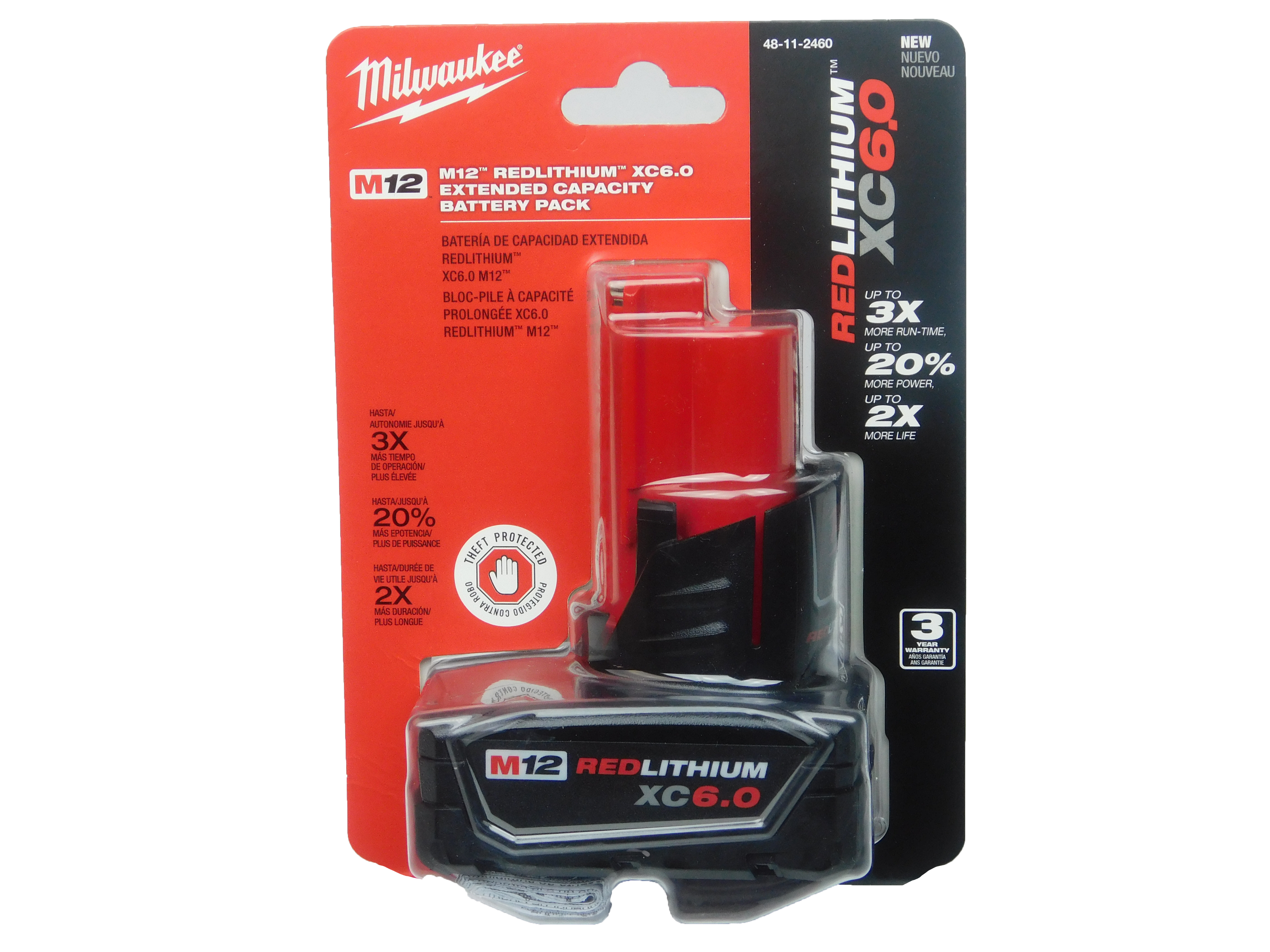 New Milwaukee 48-11-2460 Single M12 6.0AH 12V Battery 12-Volt