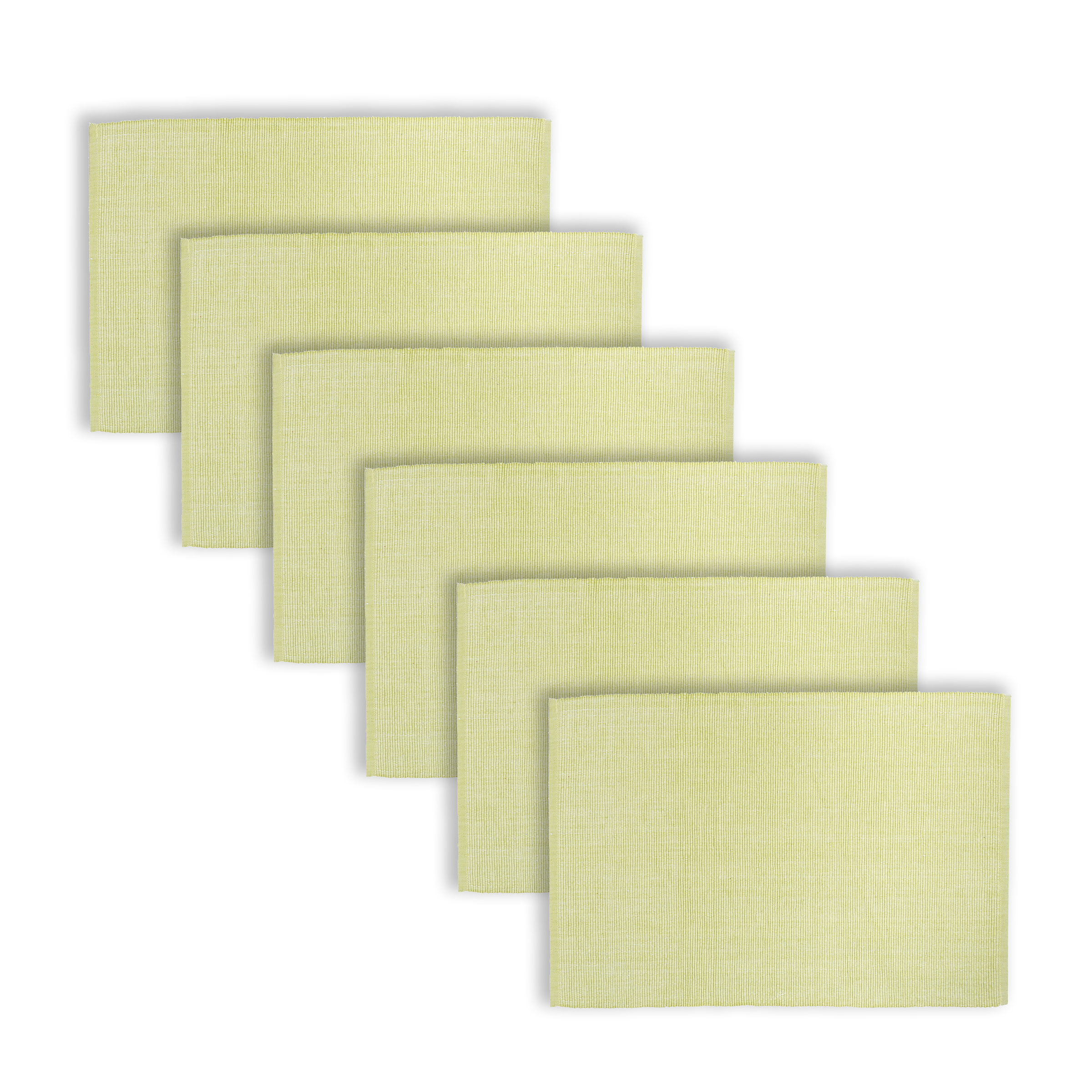 Geripptes Chambray Peridot Baumwolle Gewebt Tischset 6er Set - Bild 2 von 3