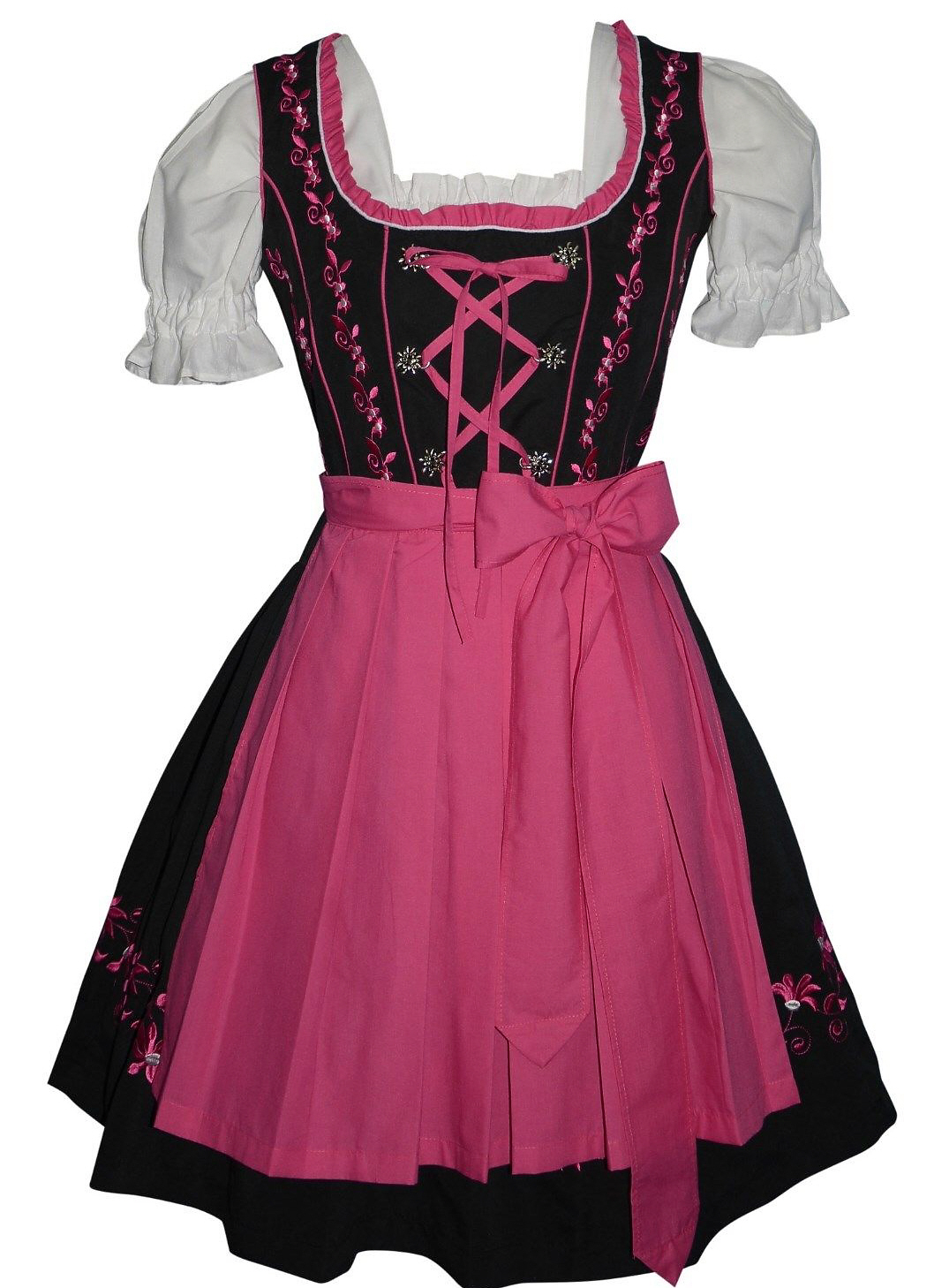 Sz 16 DIRNDL Women German DRESS Oktoberfest EMBROIDERY SHORT Garden Waitress SET