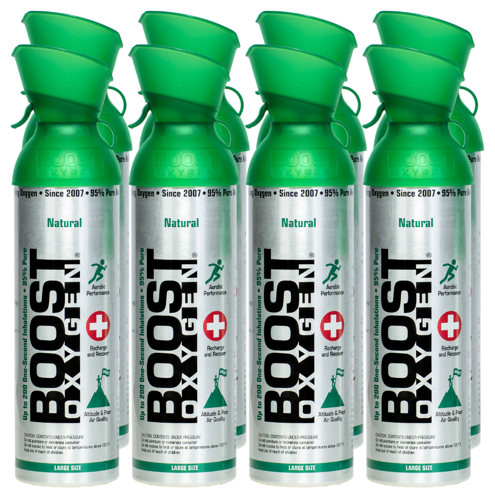 Boost Oxygen Large Natural 10L Canister | Respiratory Support for Aerobic Recovery, Altitude, Performance & Health (8 Pack)