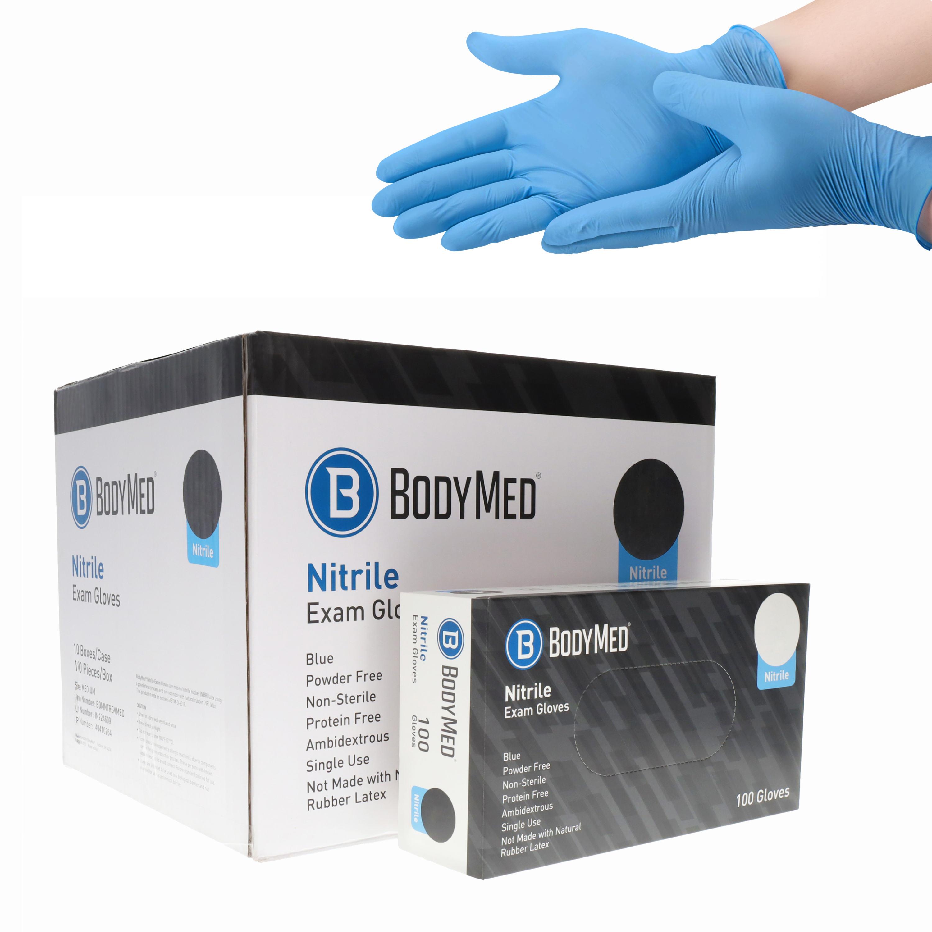 BodyMed Nitrile Gloves for Exam and Home Use, Small, 1,000 Count - Latex & Powder Free Disposable Gloves for Medical