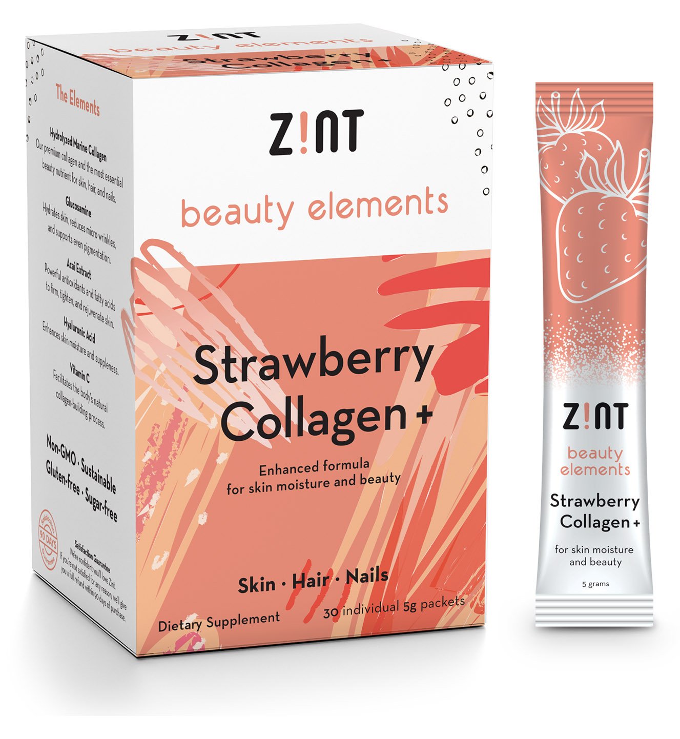 Zint Sweet Collagen Powder Beauty Drink Mix (Strawberry): Sugar-Free ...