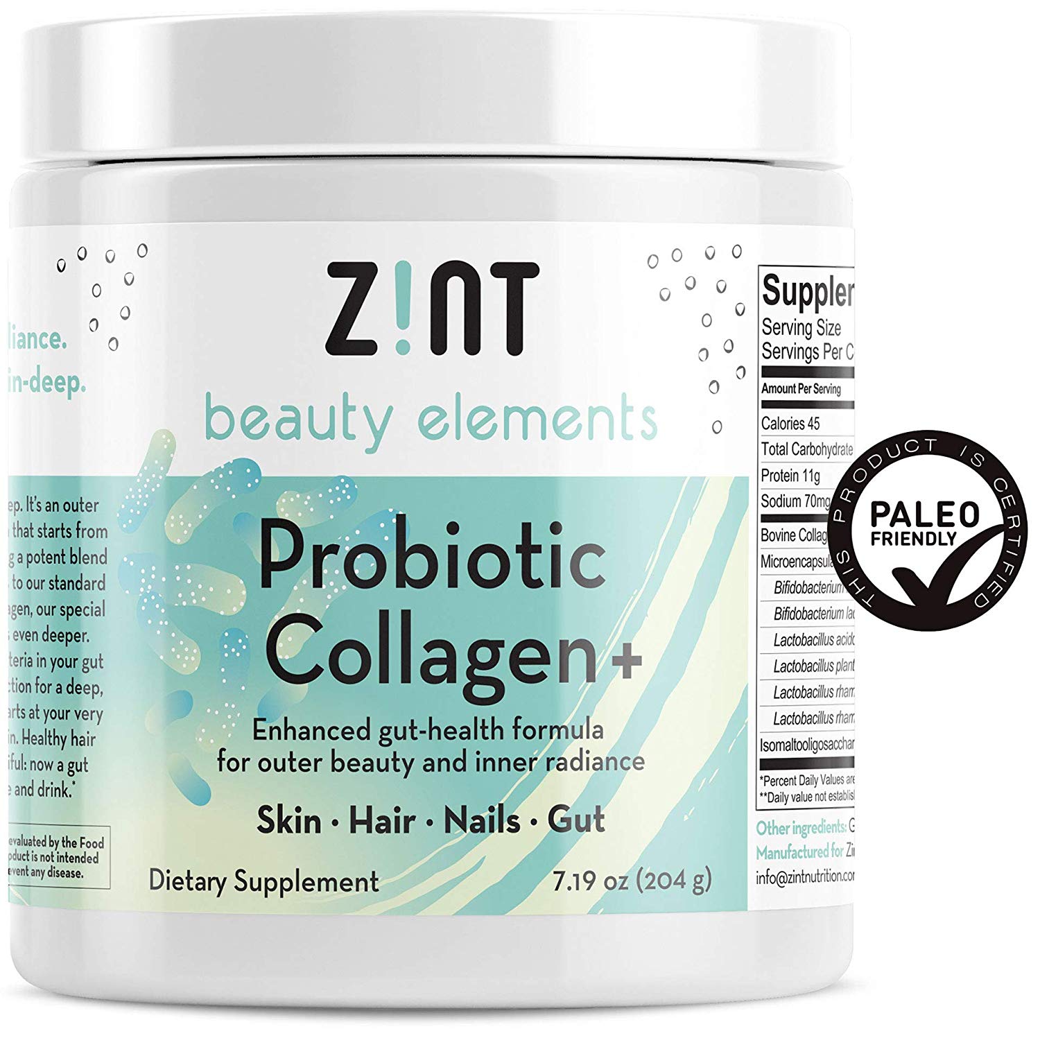 Zint Probiotic Collagen Powder (15 Servings) 40 Billion CFU Multi
