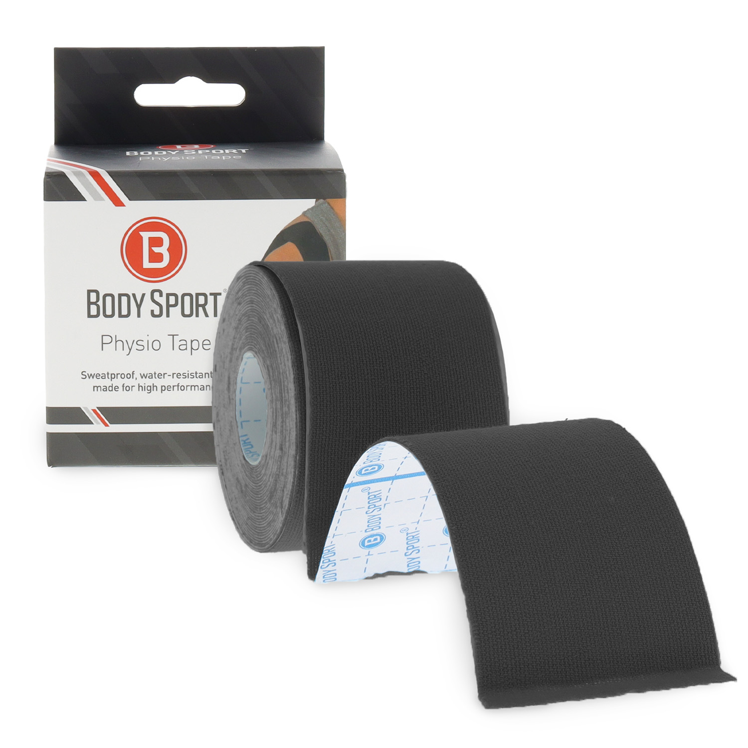 Body Sport Physio Tape, Kinesiology Tape to Support Muscles and Joints - 2-Inch x 5.5-Yard - Black
