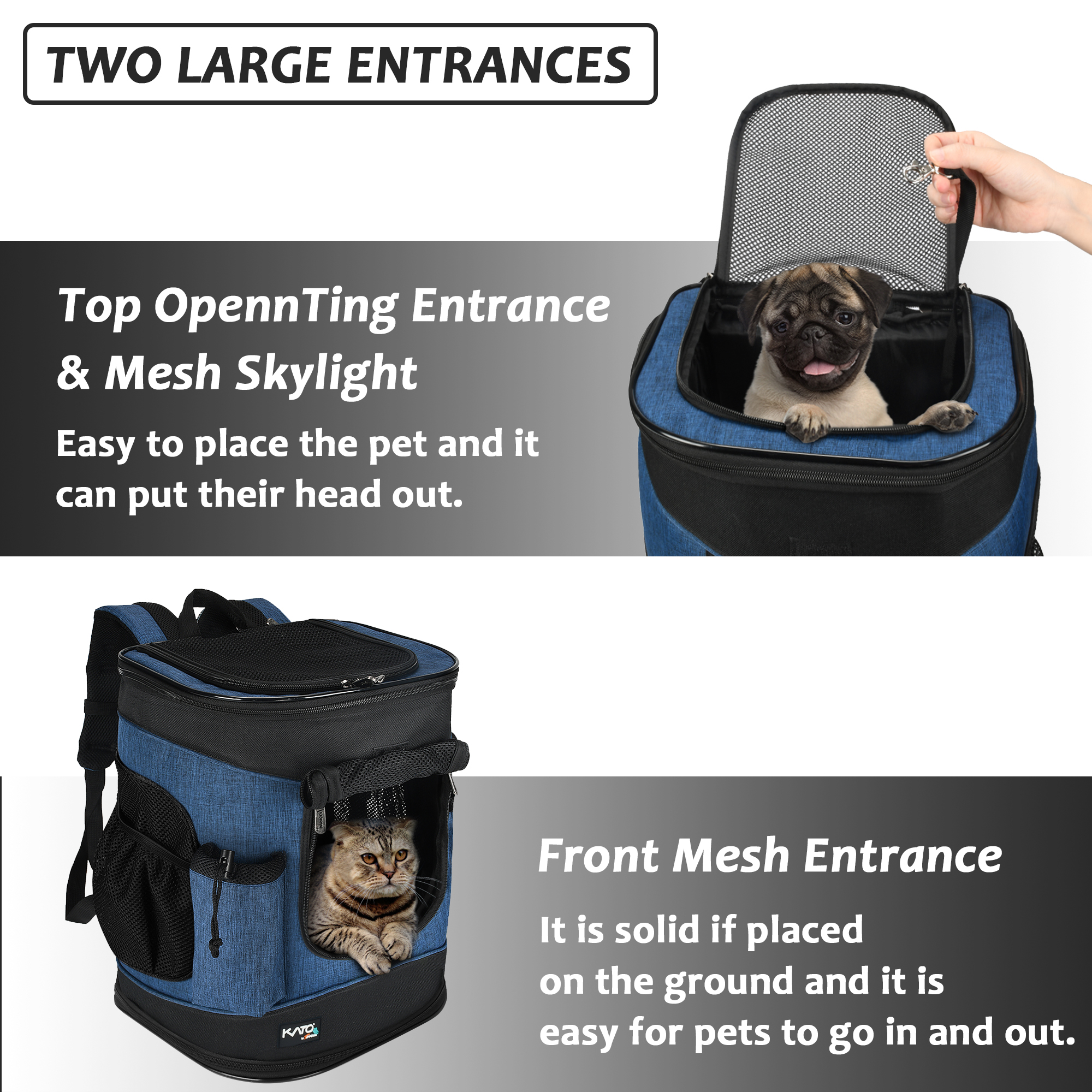 Portable Dog Cat Backpack Outdoor Pet Carrier Front Travel Mesh Breathable Bag - Imagen 5 de 7