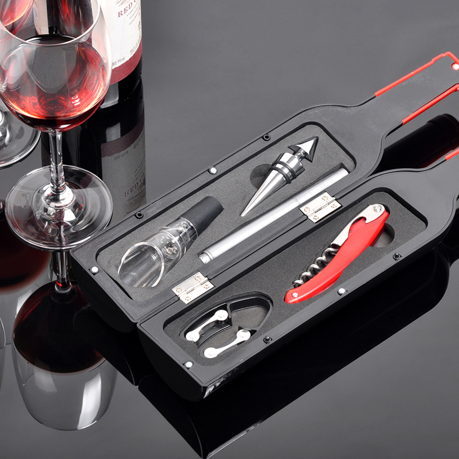 Wine Accessory - Wine Bottle Corkscrew Opener Stopper Aerator Pourer Foil Cutter - Bild 1 von 5