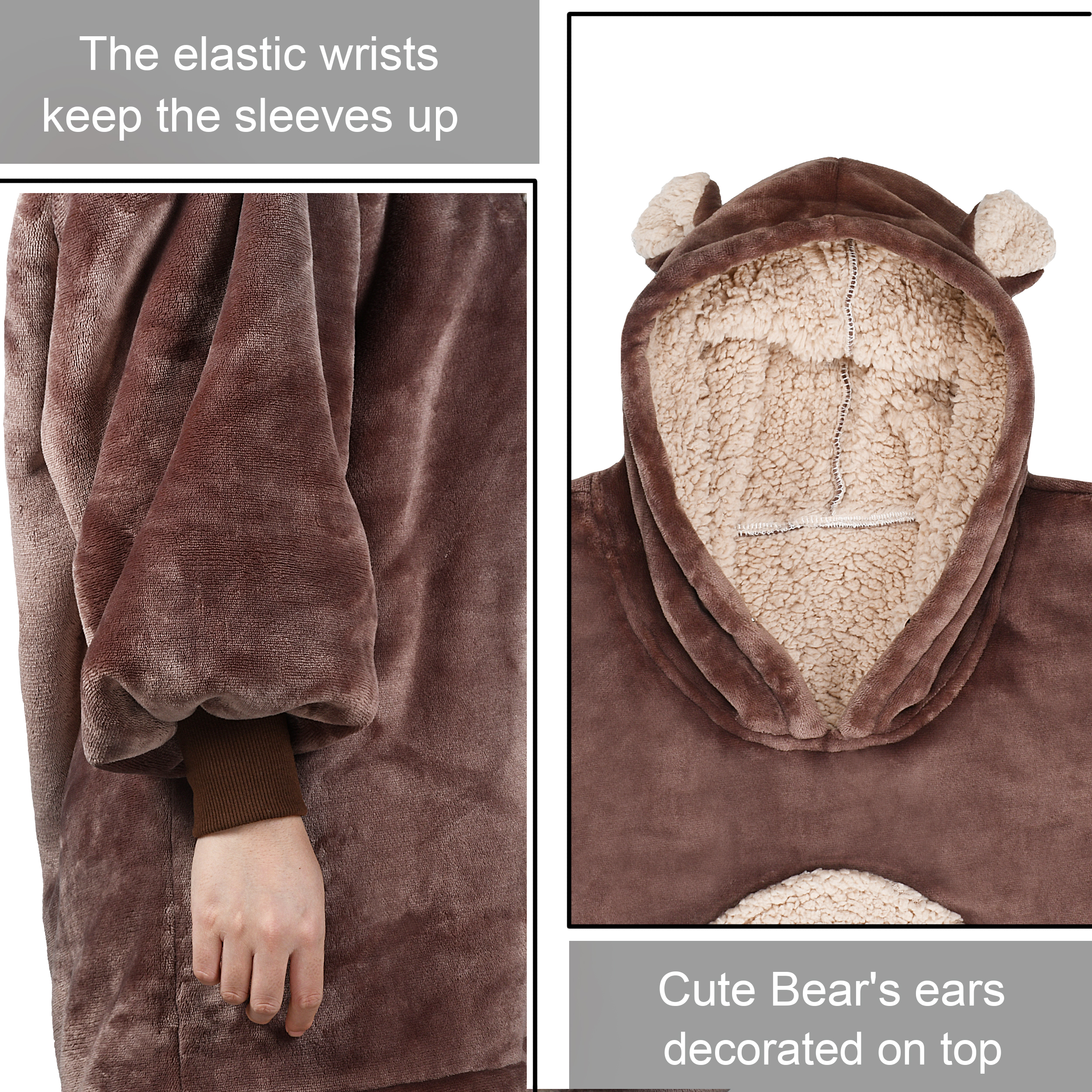 Oversized Warm Sherpa Fleece Hoodie Hooded Blanket Sweatshirt Loungewear Gift - Bild 3 von 36