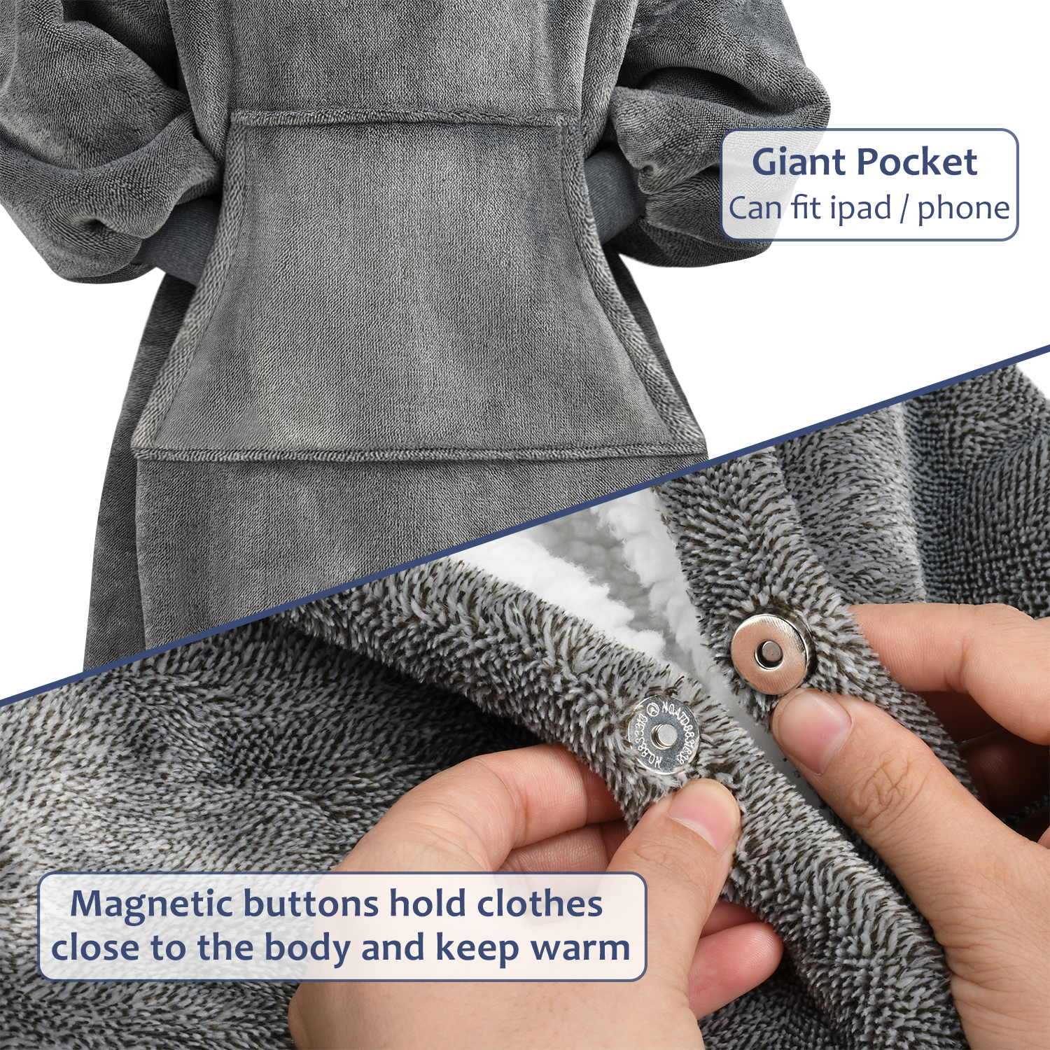Oversized Warm Sherpa Fleece Hoodie Hooded Blanket Sweatshirt Loungewear Gift - Bild 7 von 36