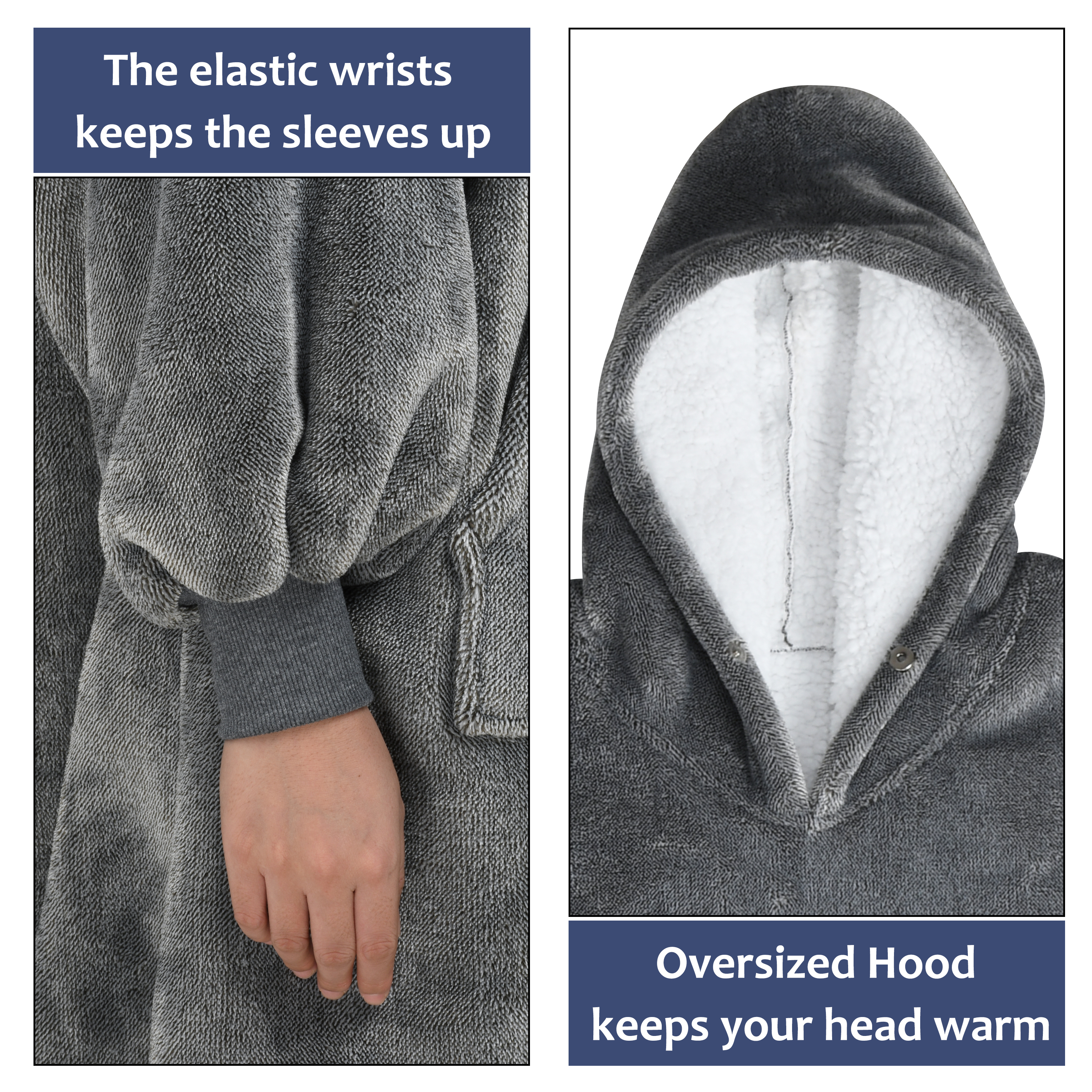 Oversized Warm Sherpa Fleece Hoodie Hooded Blanket Sweatshirt Loungewear Gift - Bild 6 von 36