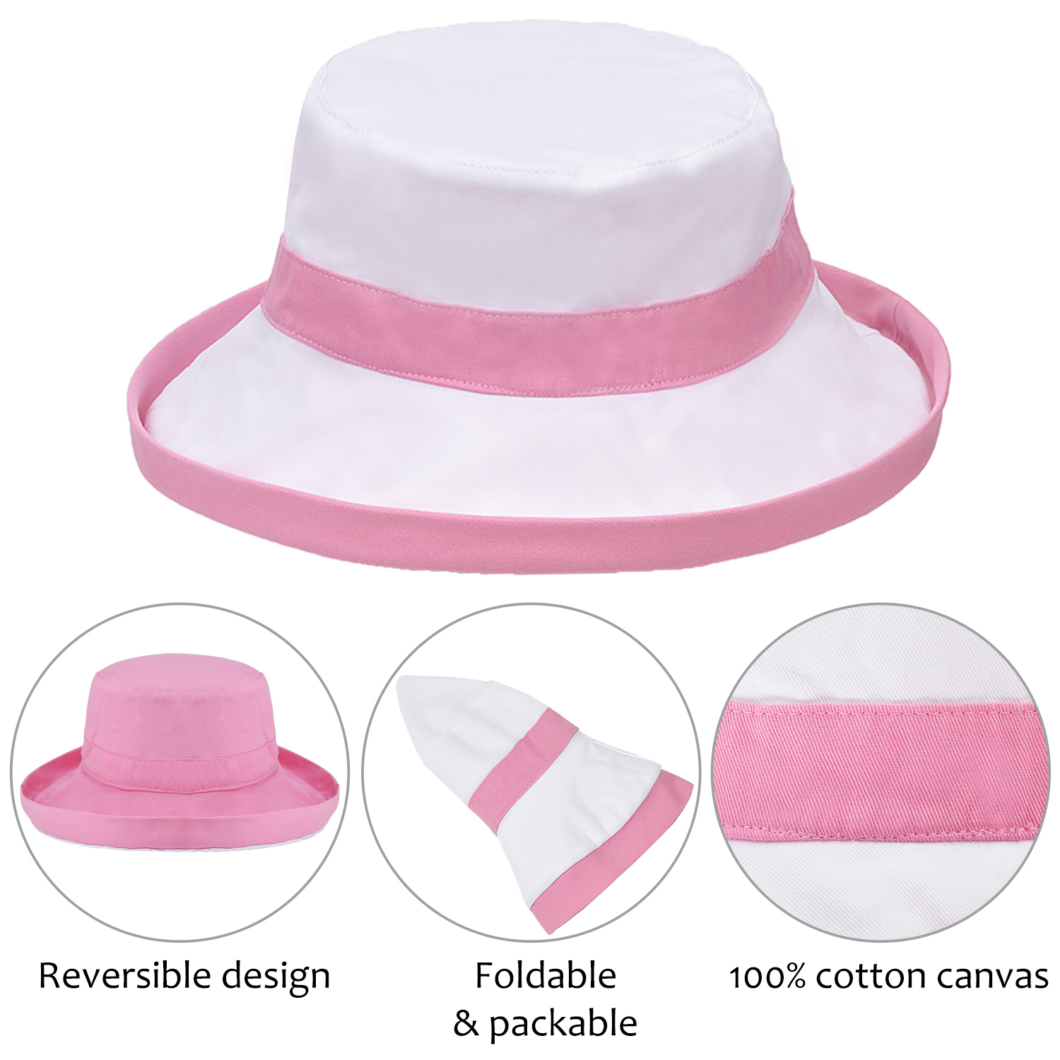 Women Reversible Bucket Hat UV Sun Protection UPF 50+ Double  display picture 2