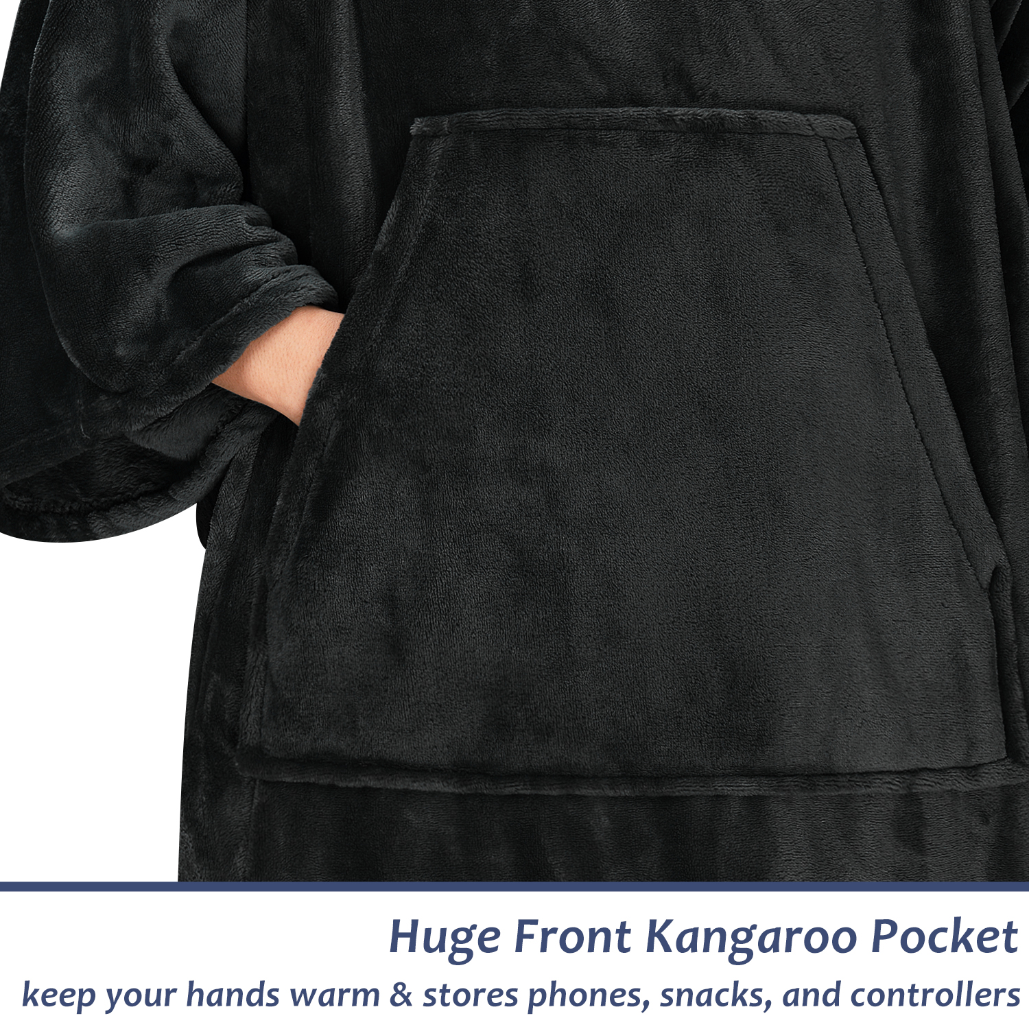 Fleece Soft Throw Blanket with Sleeves and Front Pocket Robe Wearable TV Blanket - Picture 2 of 54