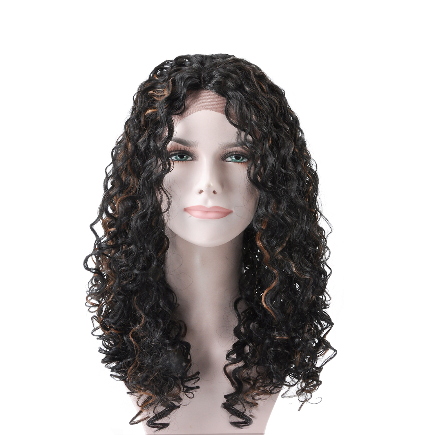 Hand-made Long Black Curly Hair Women Heat Resistant Synthetic No Lace Full Wigs - Picture 13 of 47