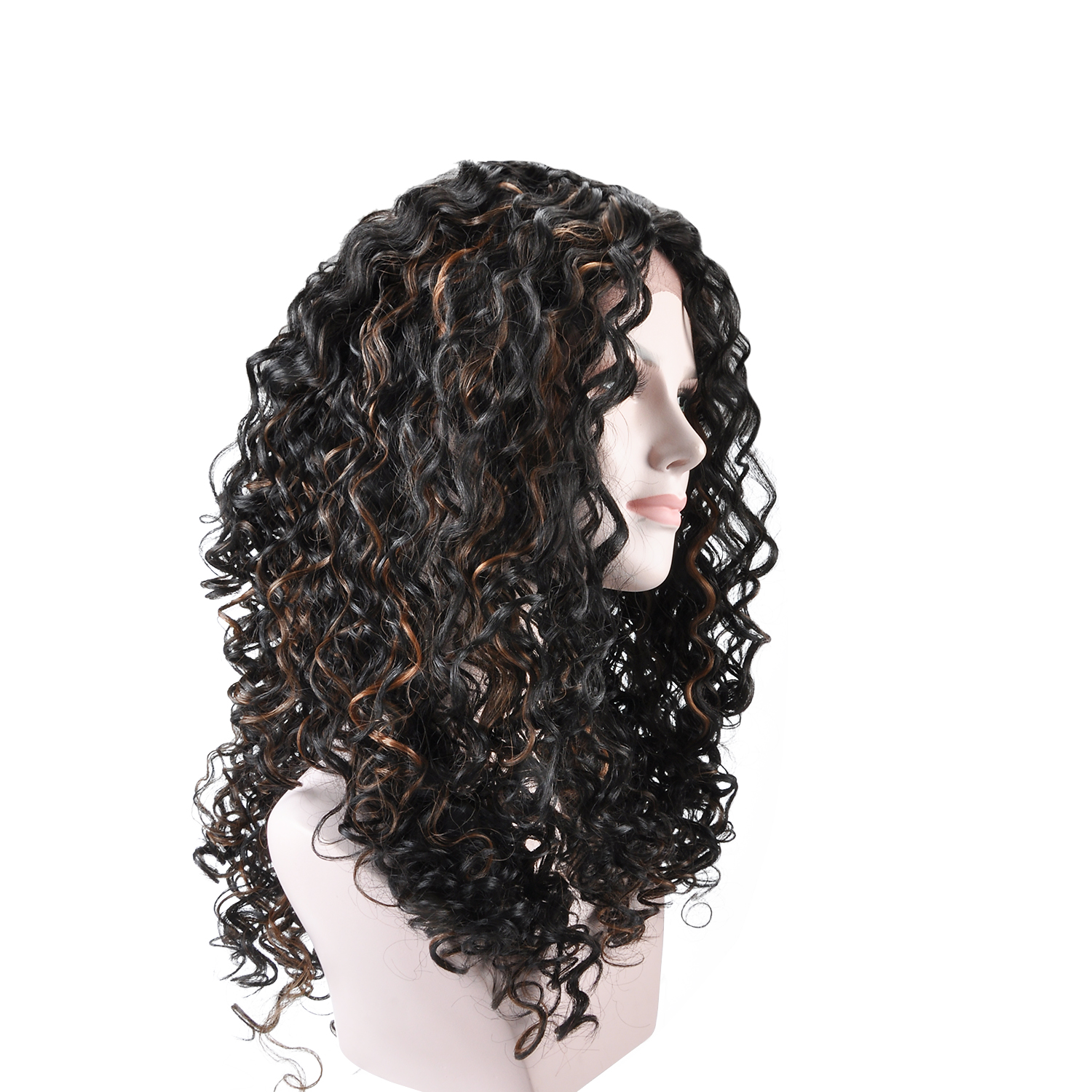 Hand-made Long Black Curly Hair Women Heat Resistant Synthetic No Lace Full Wigs - Picture 11 of 47
