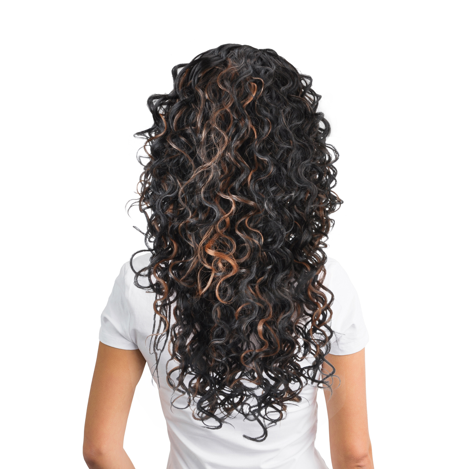 Wig for Women Long Curly Wave Black Dark Brown Brunette Synthetic Handmade Hair - Picture 8 of 20