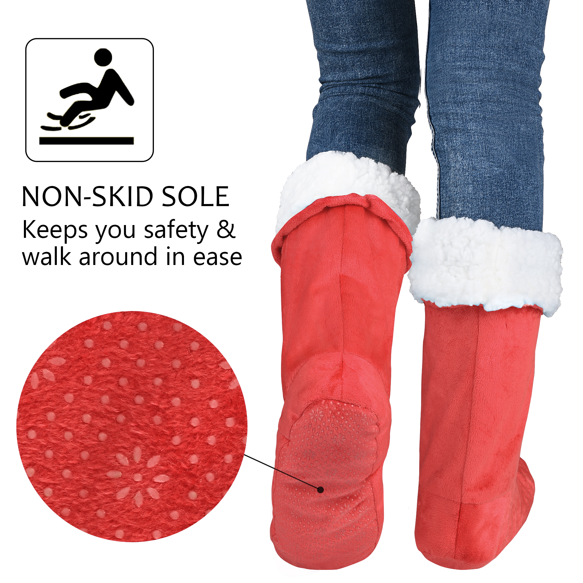 Ladies Slippers Womens Ankle Boots New Memory Foam Winter Christmas Booties US - Picture 85 of 99