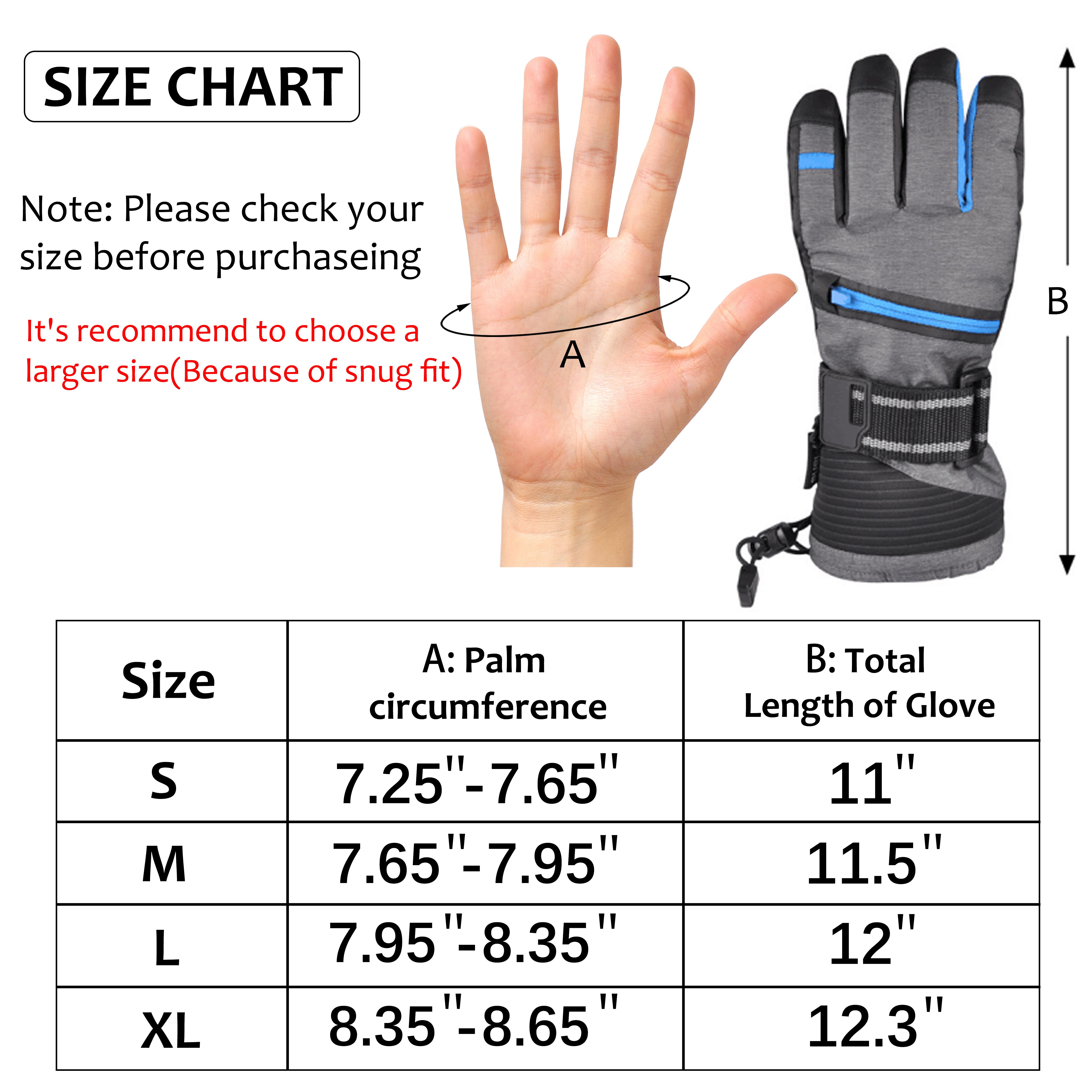 Thermal Warm Gloves Touch Screen Waterproof Windproof Mittens Men Women XL Size - Picture 6 of 6